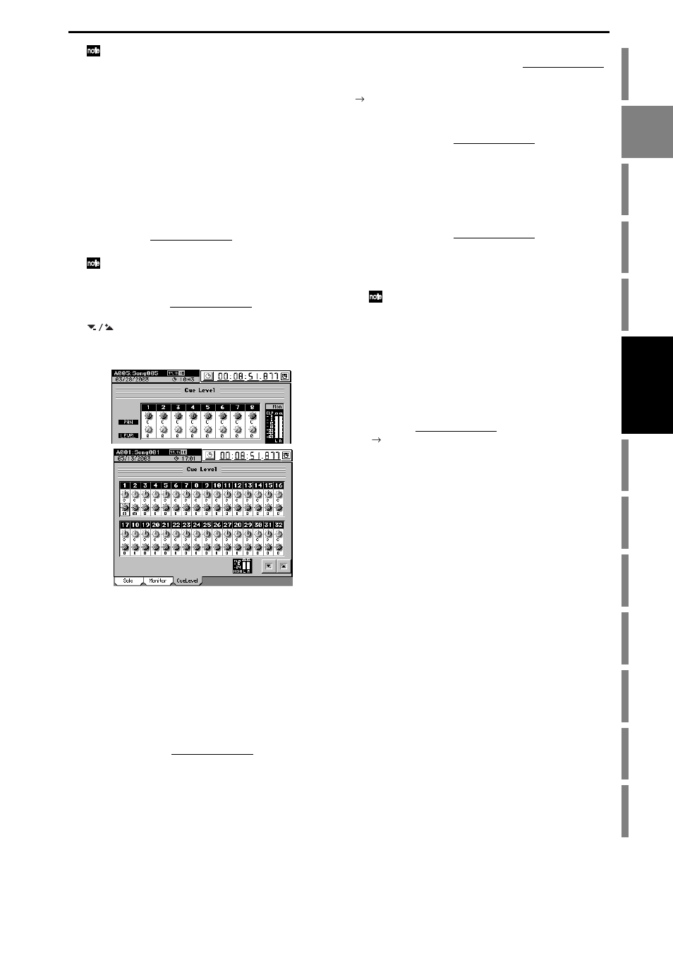 8. adjusting the cue level, 9. solo settings, Soloing just one channel | Soloing more than one channel, Cancelling solo, Sending the soloed audio from the master bus, 10. muting a channel, 8. adjusting the cue level 3-9. solo settings, 10.muting a channel, P.51 “3-9. solo settings”) | KORG XTENDED DEFINITION D32XD User Manual | Page 61 / 208