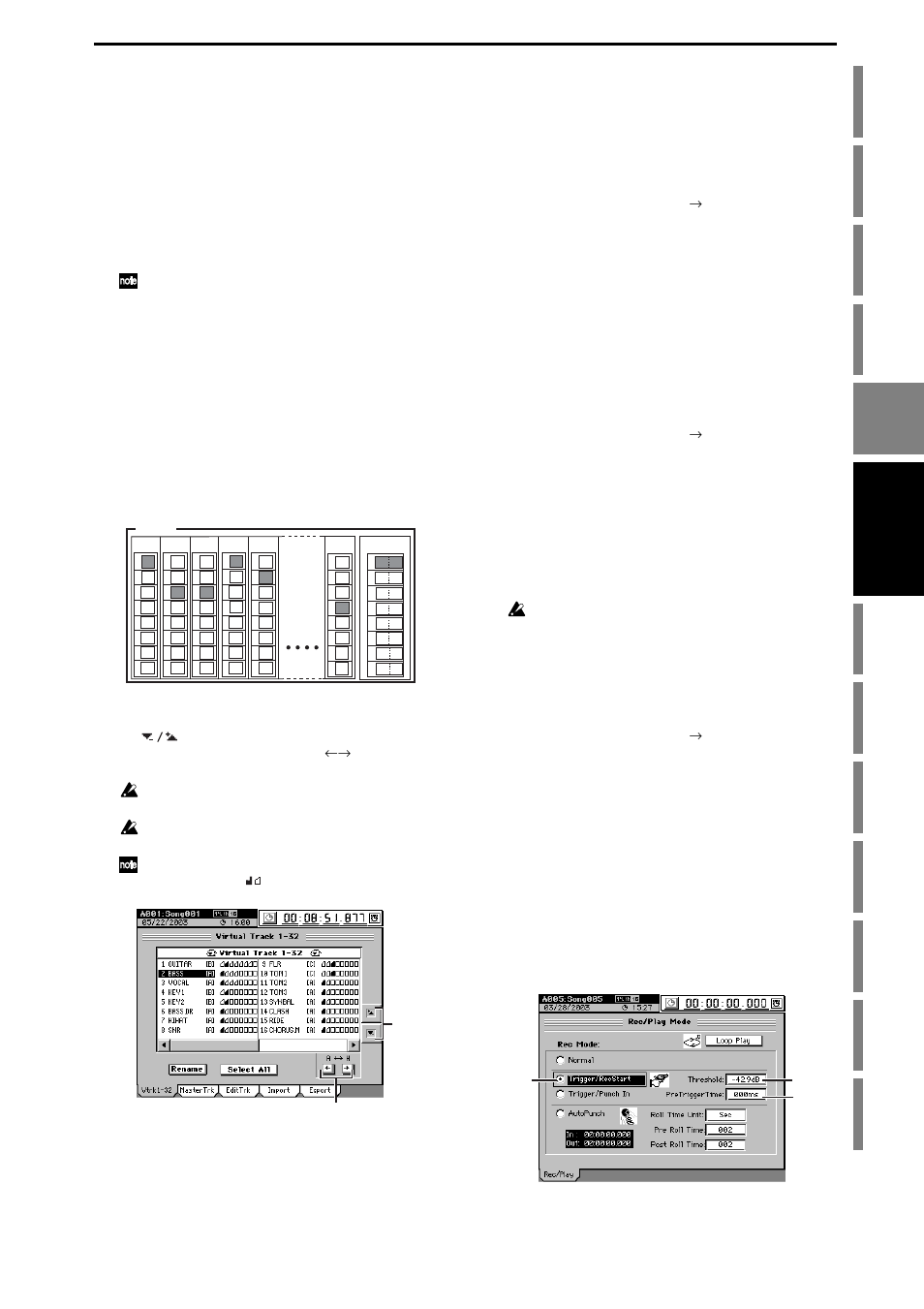 2. switching virtual tracks, 4. trigger recording, Play back (overdubbing) | Operation, Recorder | KORG XTENDED DEFINITION D32XD User Manual | Page 75 / 208
