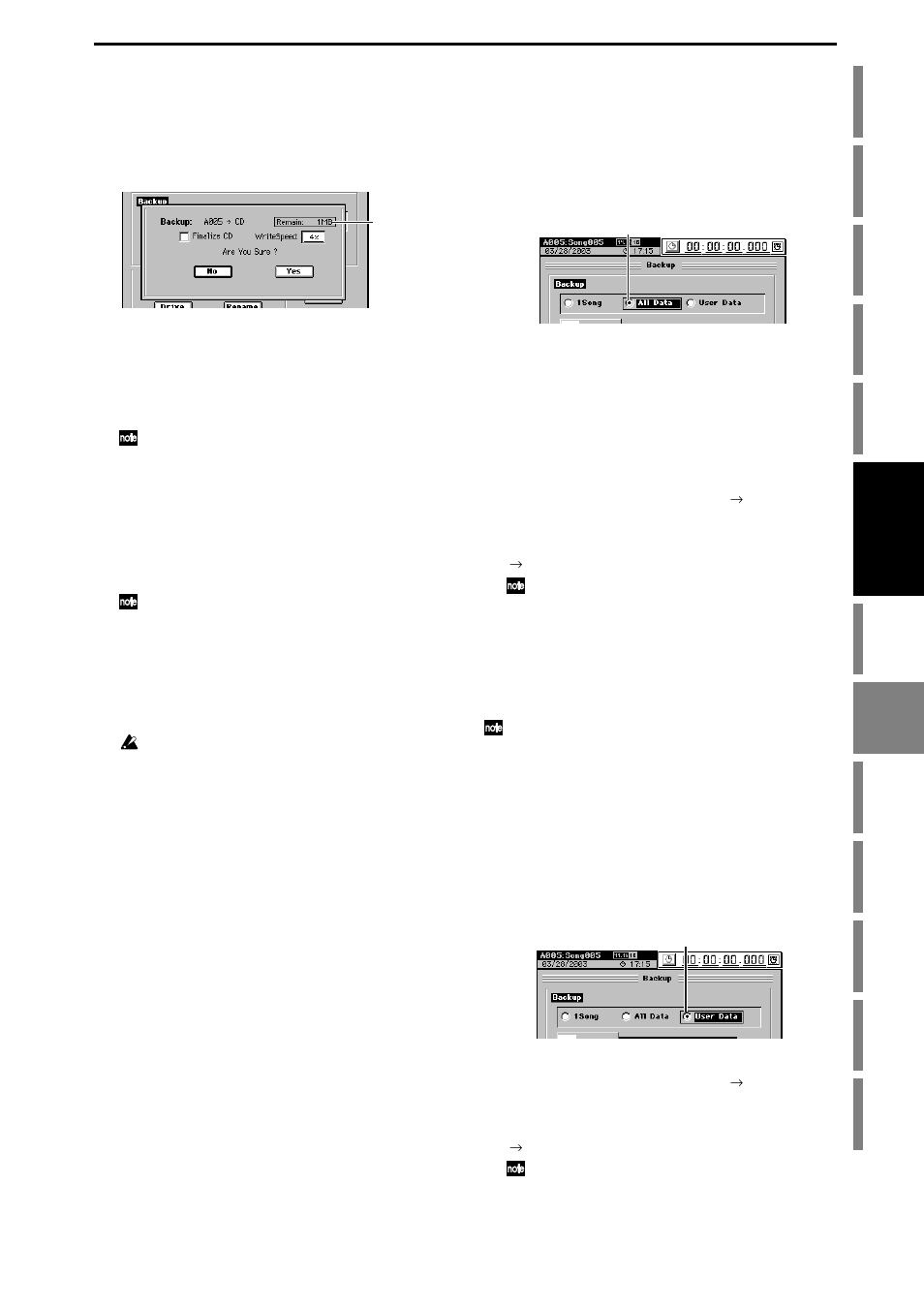 Backing up all data, Backing up user data, Backing up all data backing up user data | Operation | KORG XTENDED DEFINITION D32XD User Manual | Page 93 / 208