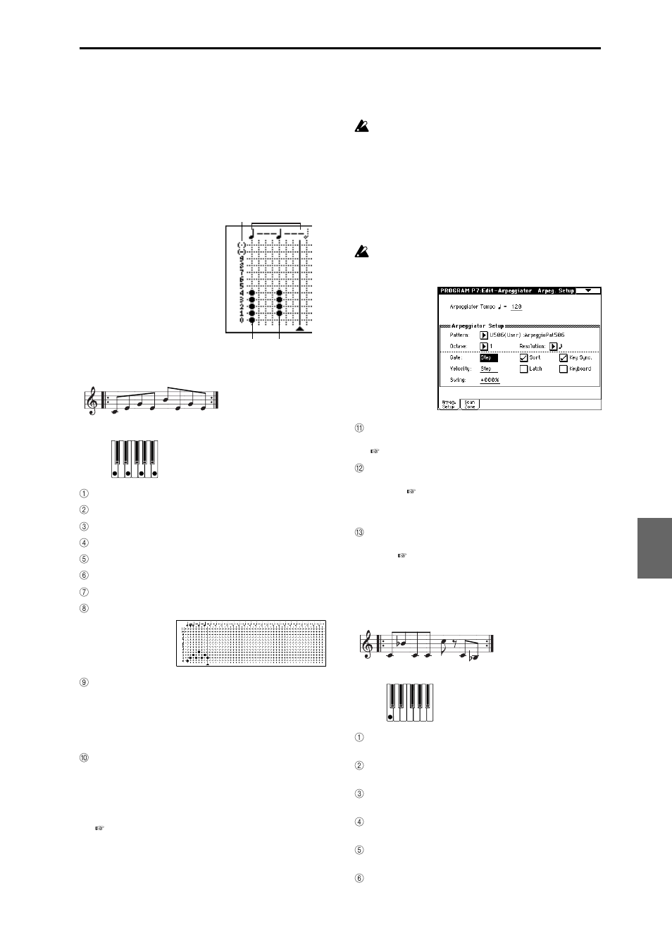 Creating an example pattern, Other examples of creating a user arpeggio pattern | KORG TRITON Extreme music workstation/sampler User Manual | Page 103 / 148