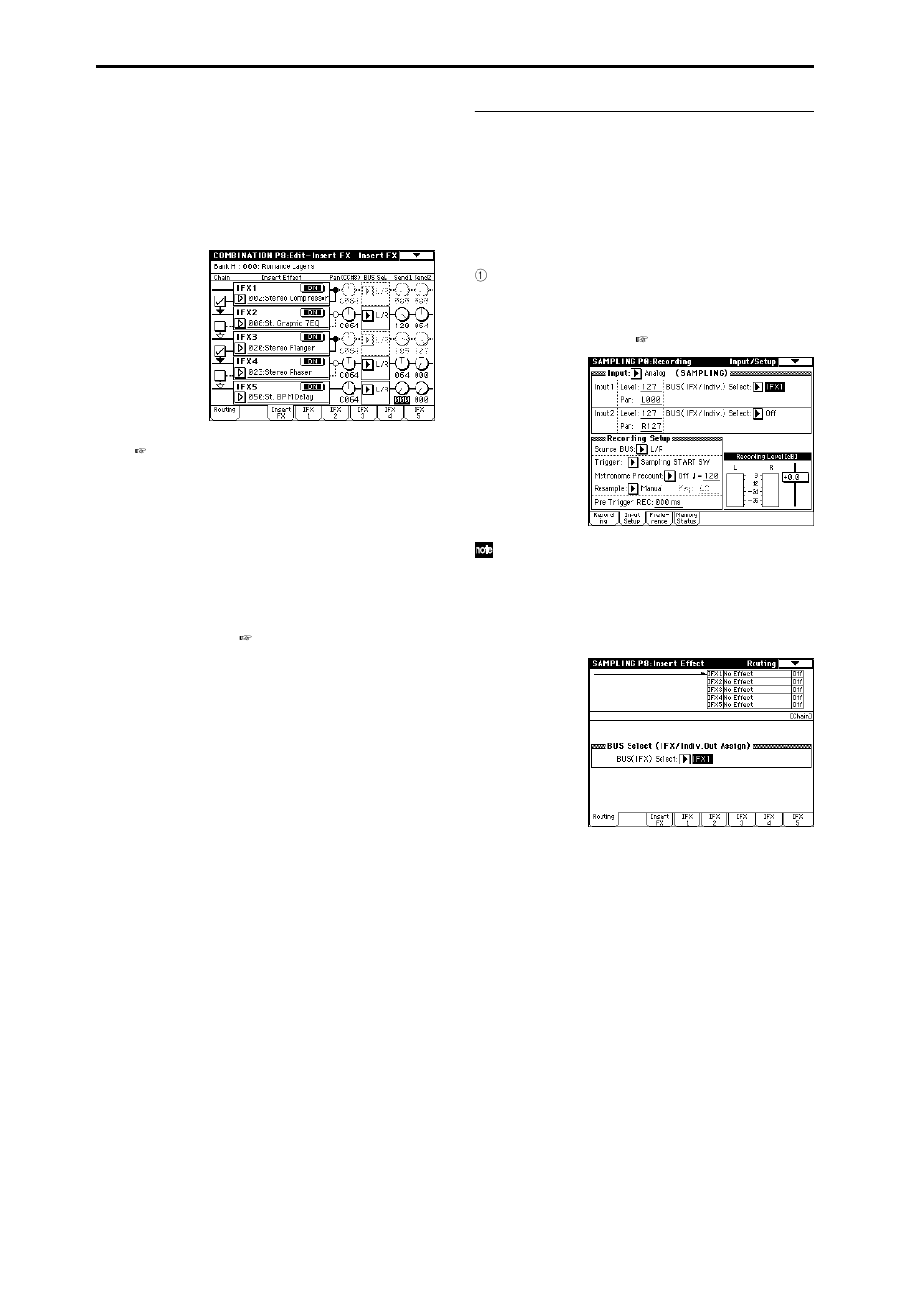 P.106), Effect settings in sampling mode | KORG TRITON Extreme music workstation/sampler User Manual | Page 110 / 148