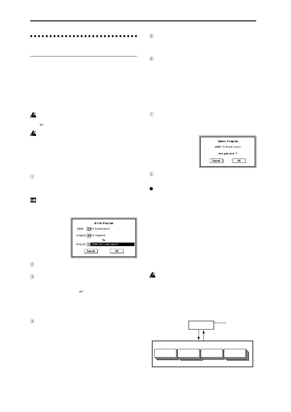 Writing to internal memory, P.114, 1, Ogram | P.114), Writing a program or combination, Using a page menu command to write, Using the (sequencer) [rec/write] key to write | KORG TRITON Extreme music workstation/sampler User Manual | Page 118 / 148