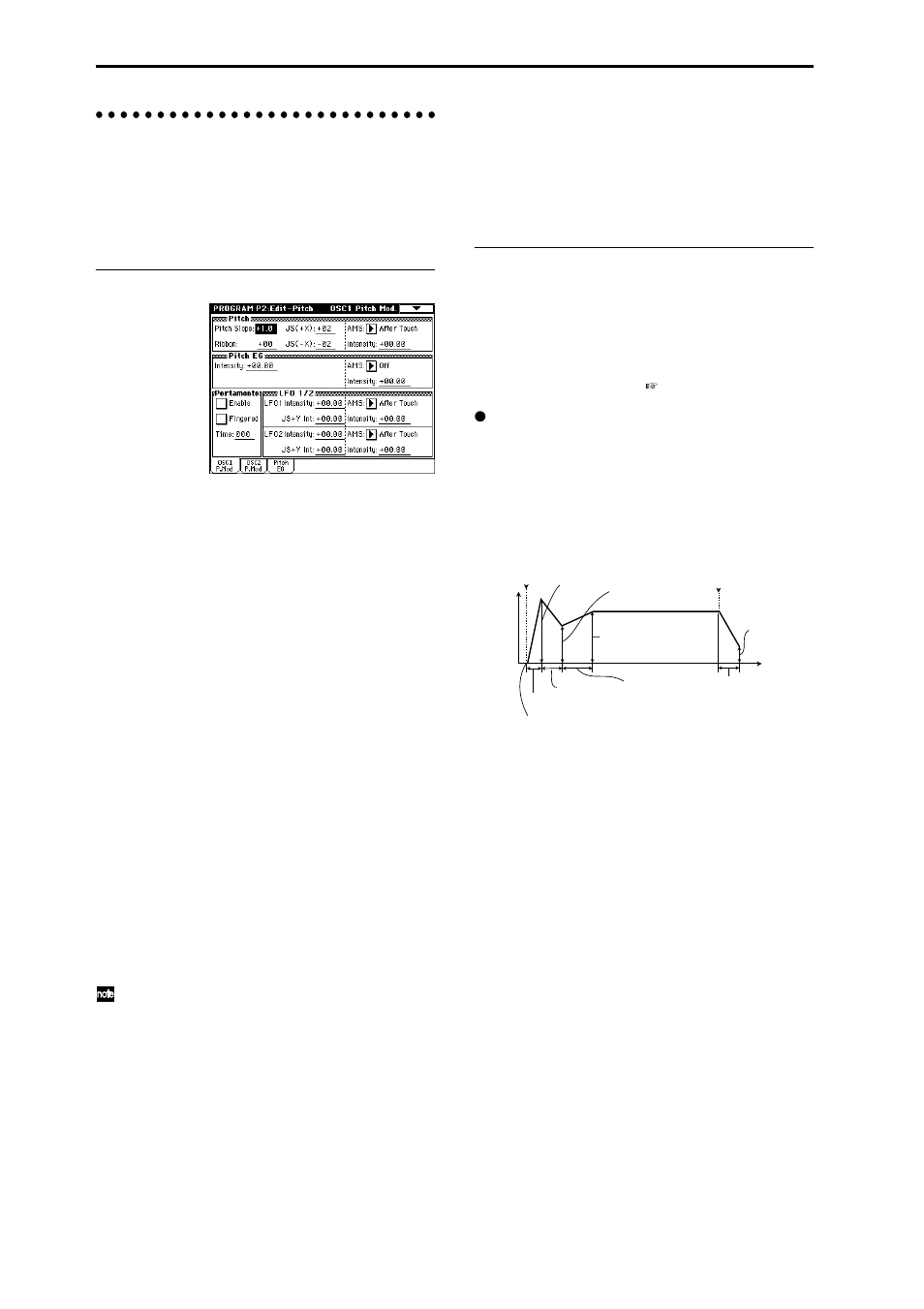 Pitch settings p2: edit-pitch, Osc1 pitch mod. page, Pitch eg page | KORG TRITON Extreme music workstation/sampler User Manual | Page 30 / 148