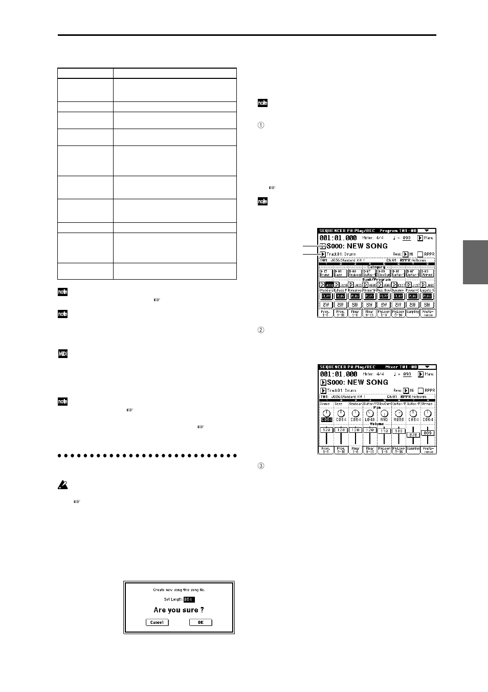 Preparations for recording, Creating a song, Track settings | KORG TRITON Extreme music workstation/sampler User Manual | Page 45 / 148