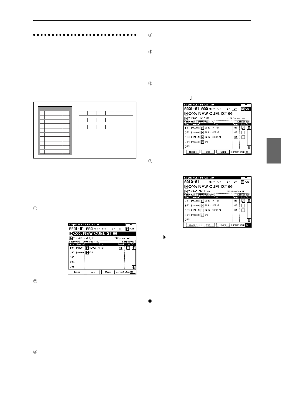 Creating and playing a cue list, Creating a cue list | KORG TRITON Extreme music workstation/sampler User Manual | Page 57 / 148