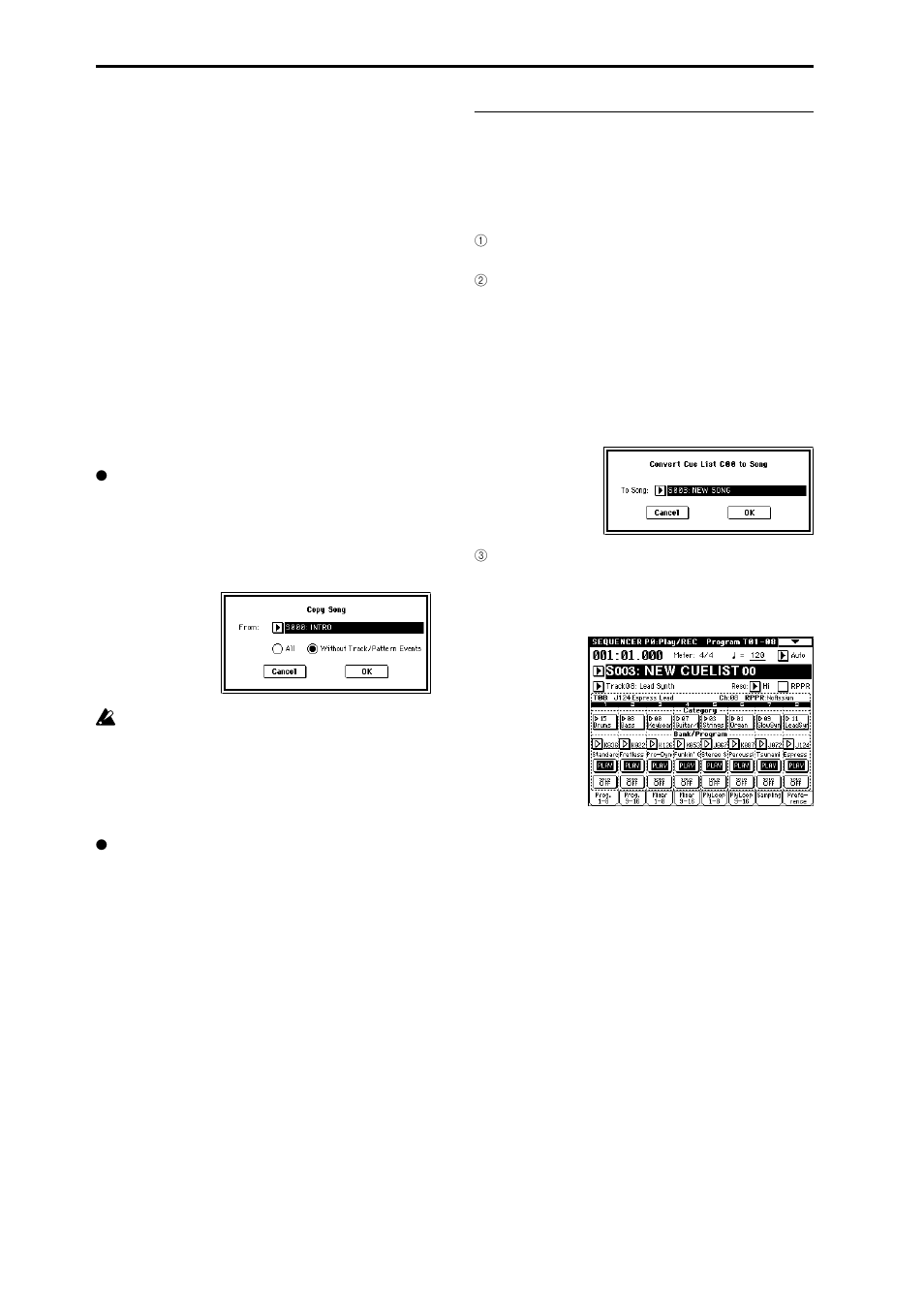 Converting a cue list into a song | KORG TRITON Extreme music workstation/sampler User Manual | Page 58 / 148