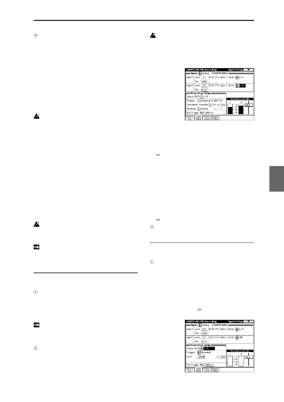 Setting the recording level (recording level [db]) | KORG TRITON Extreme music workstation/sampler User Manual | Page 69 / 148