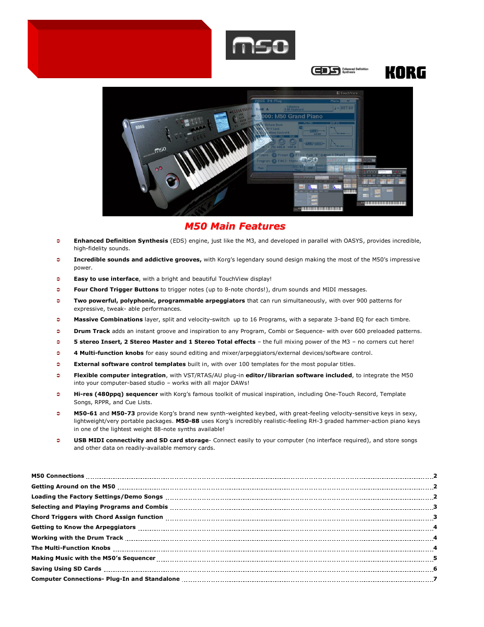 KORG EASYSTART M50 User Manual | 8 pages
