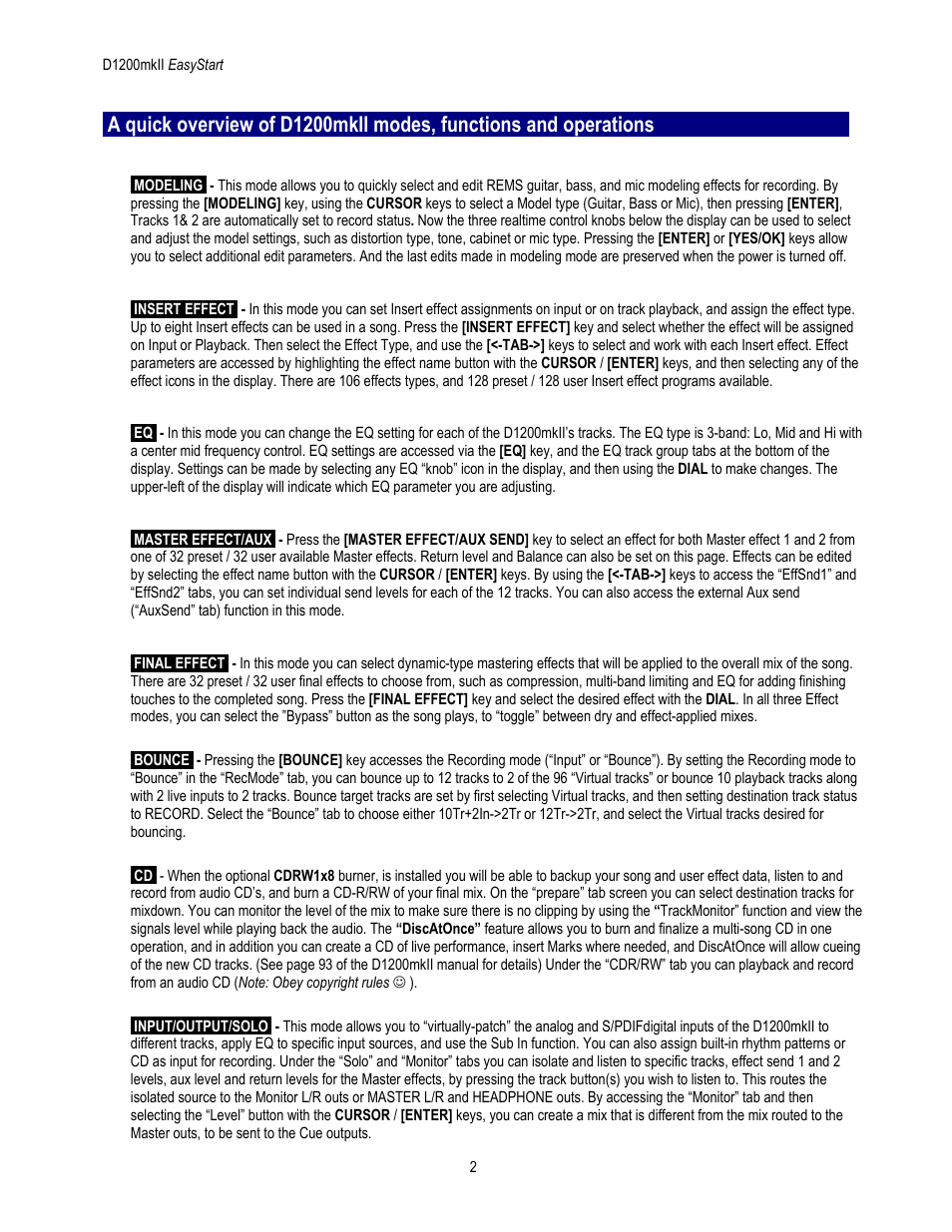 KORG D1200mkii User Manual | Page 2 / 8