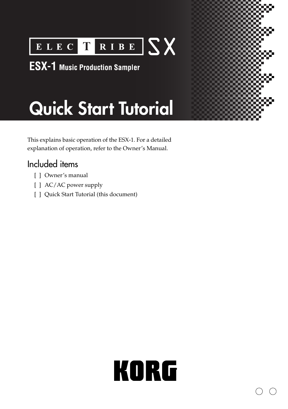 KORG Music Production Sampler ESX-1 User Manual | 8 pages