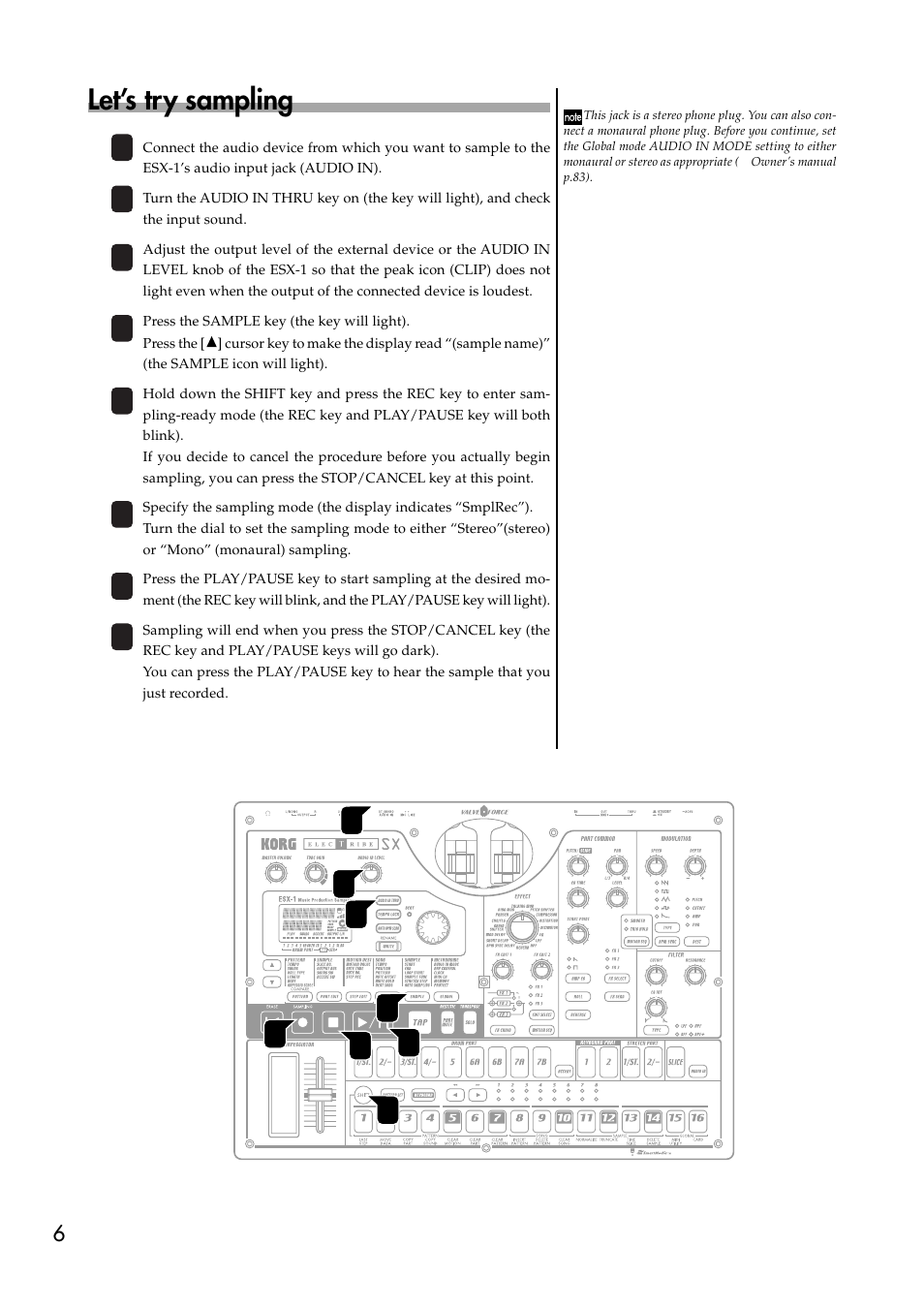 Let’s try sampling | KORG Music Production Sampler ESX-1 User Manual | Page 6 / 8