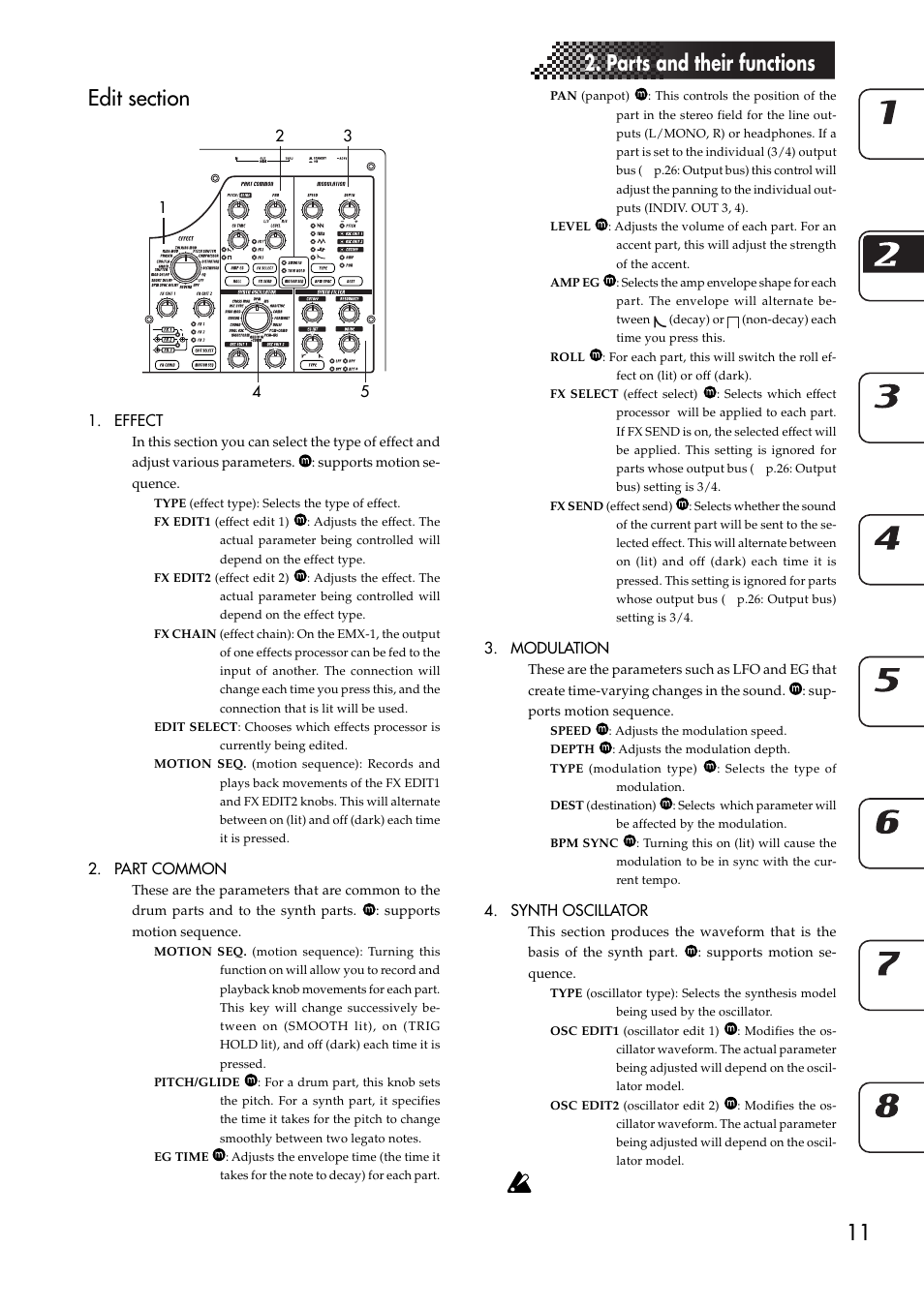 Edit section | KORG EMX-1 User Manual | Page 11 / 99