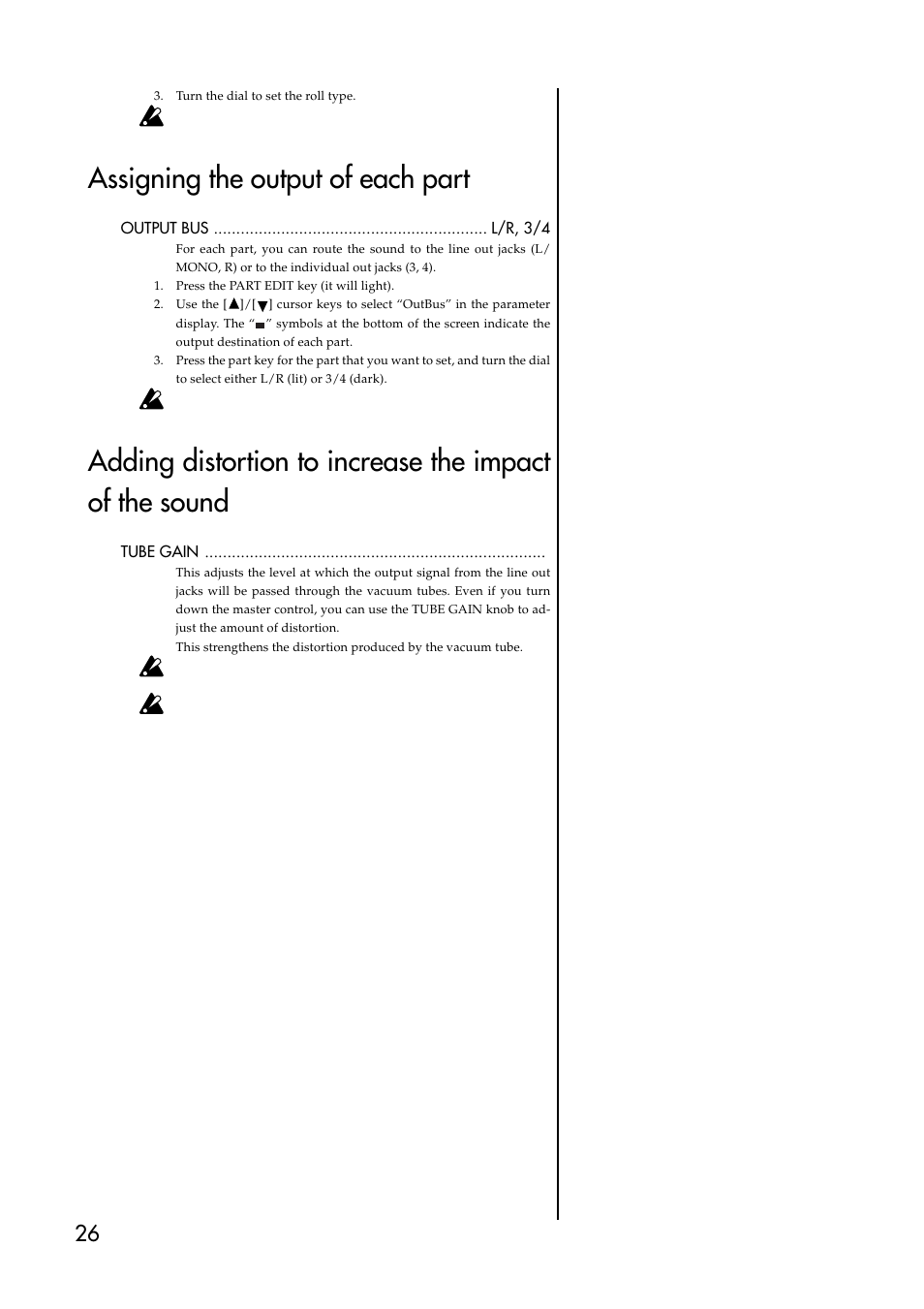 Assigning the output of each part, Using the arpeggiator | KORG EMX-1 User Manual | Page 26 / 99