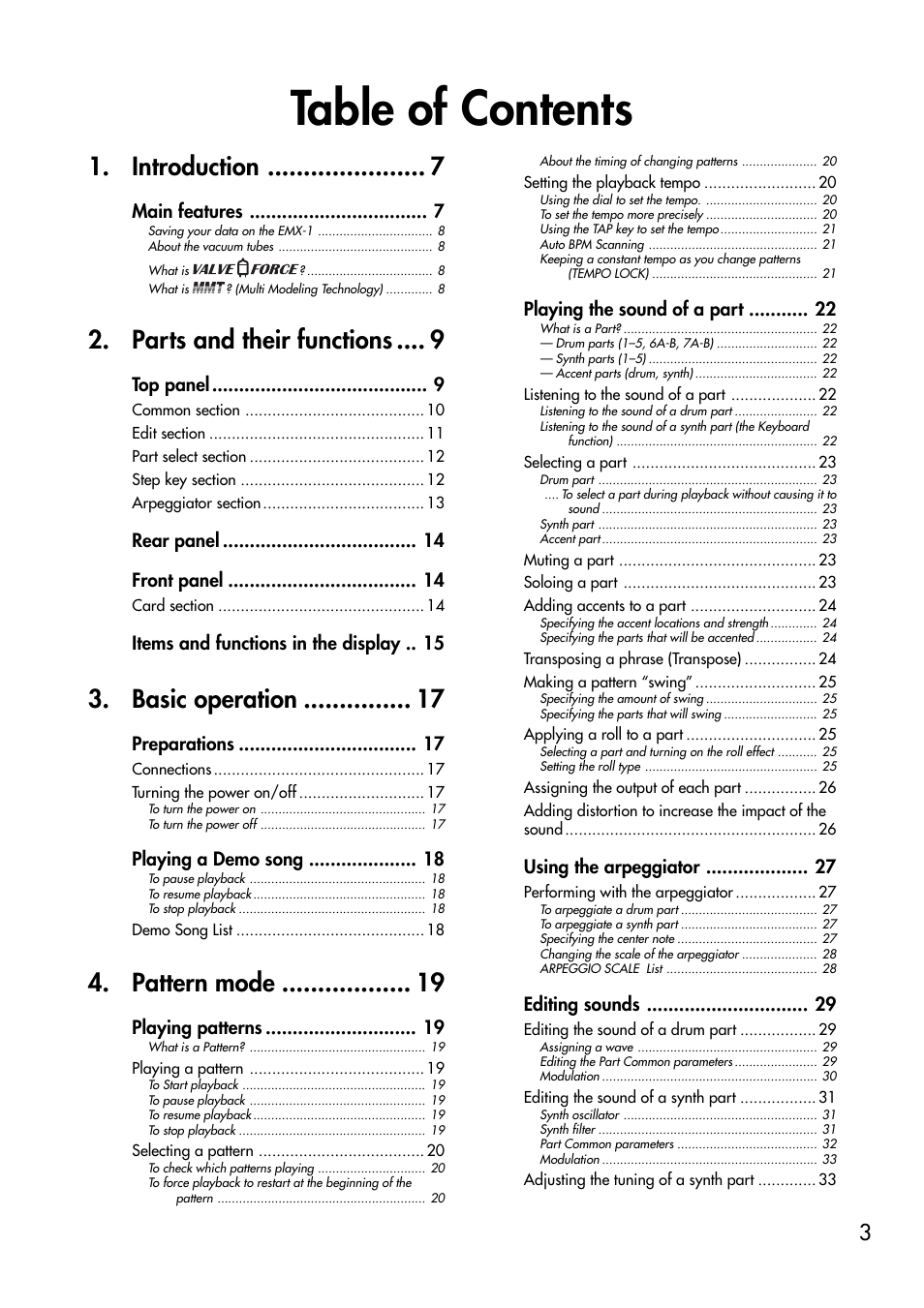 KORG EMX-1 User Manual | Page 3 / 99