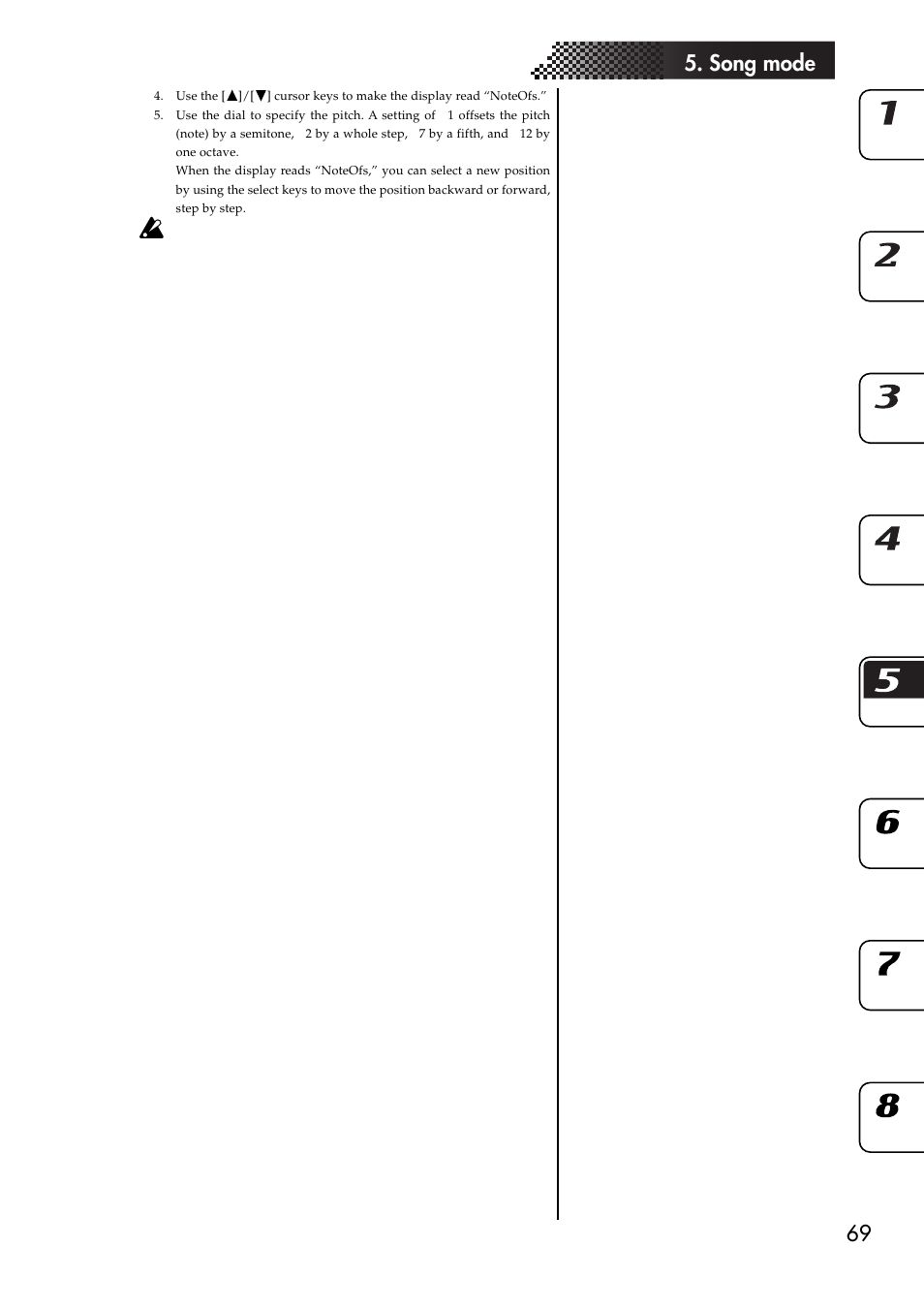 Editing a song, 69 5. song mode | KORG EMX-1 User Manual | Page 69 / 99