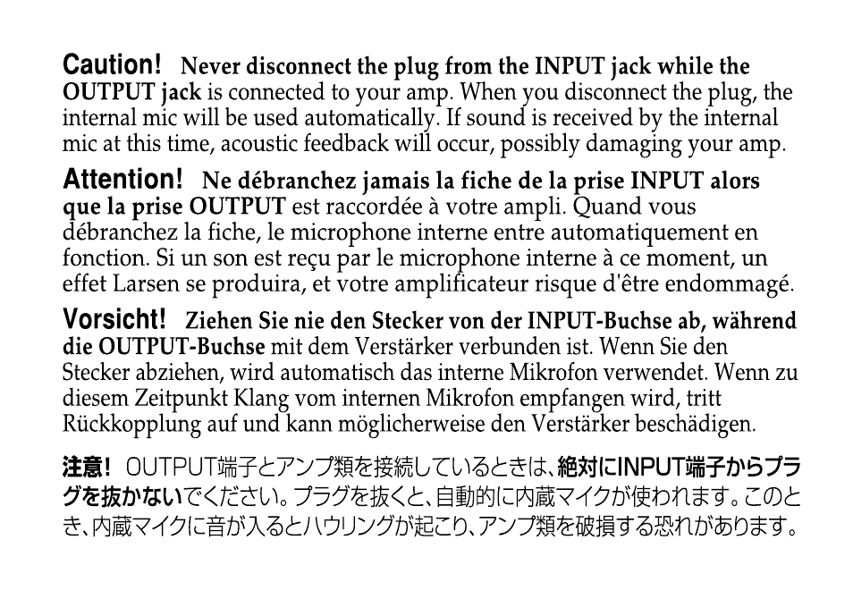 Caution | KORG GA-40 User Manual | Page 4 / 4