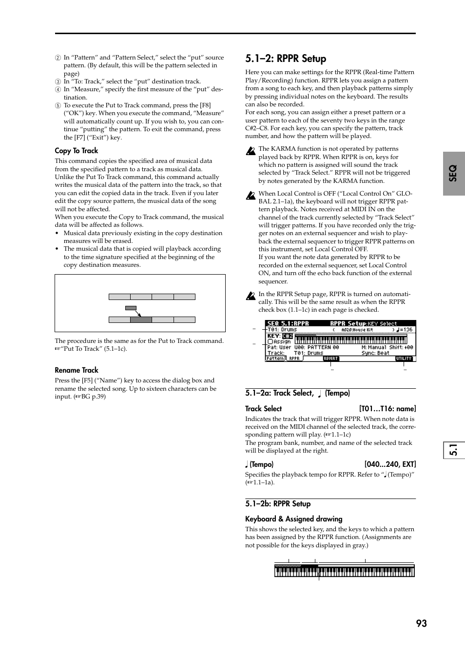 1–2a: track select, (tempo), 1–2b: rppr setup, 1–2: rppr setup | KORG TRITON STUDIO music workstation User Manual | Page 103 / 305