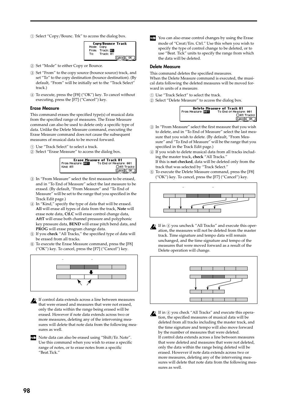 Erase measure, Delete measure | KORG TRITON STUDIO music workstation User Manual | Page 108 / 305