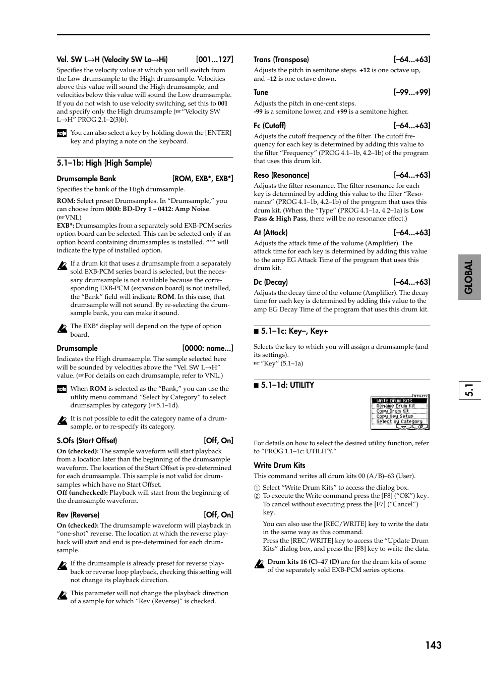 1–1b: high (high sample), N 5.1–1c: key–, key, N 5.1–1d: utility | KORG TRITON STUDIO music workstation User Manual | Page 153 / 305