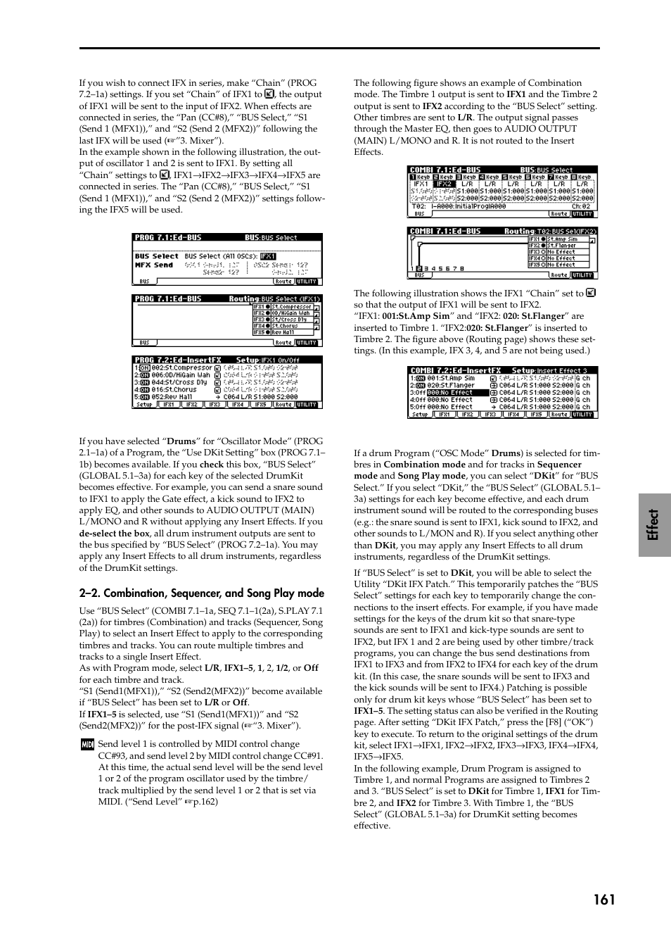 2–2. combination, sequencer, and song play mode, Ef fect 161 | KORG TRITON STUDIO music workstation User Manual | Page 171 / 305