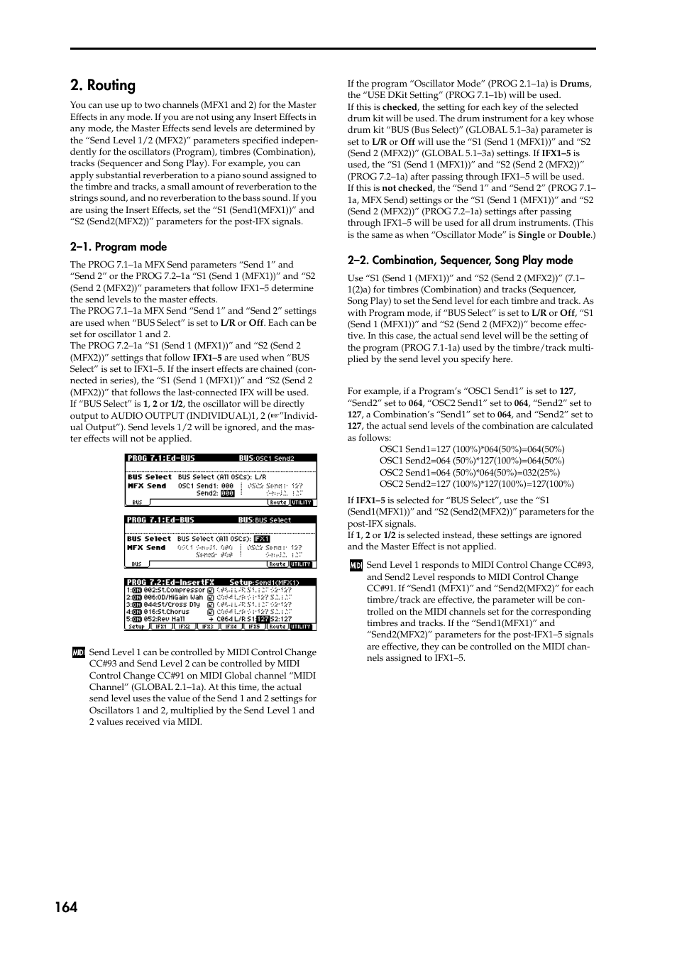 Routing, 2–1. program mode, 2–2. combination, sequencer, song play mode | KORG TRITON STUDIO music workstation User Manual | Page 174 / 305