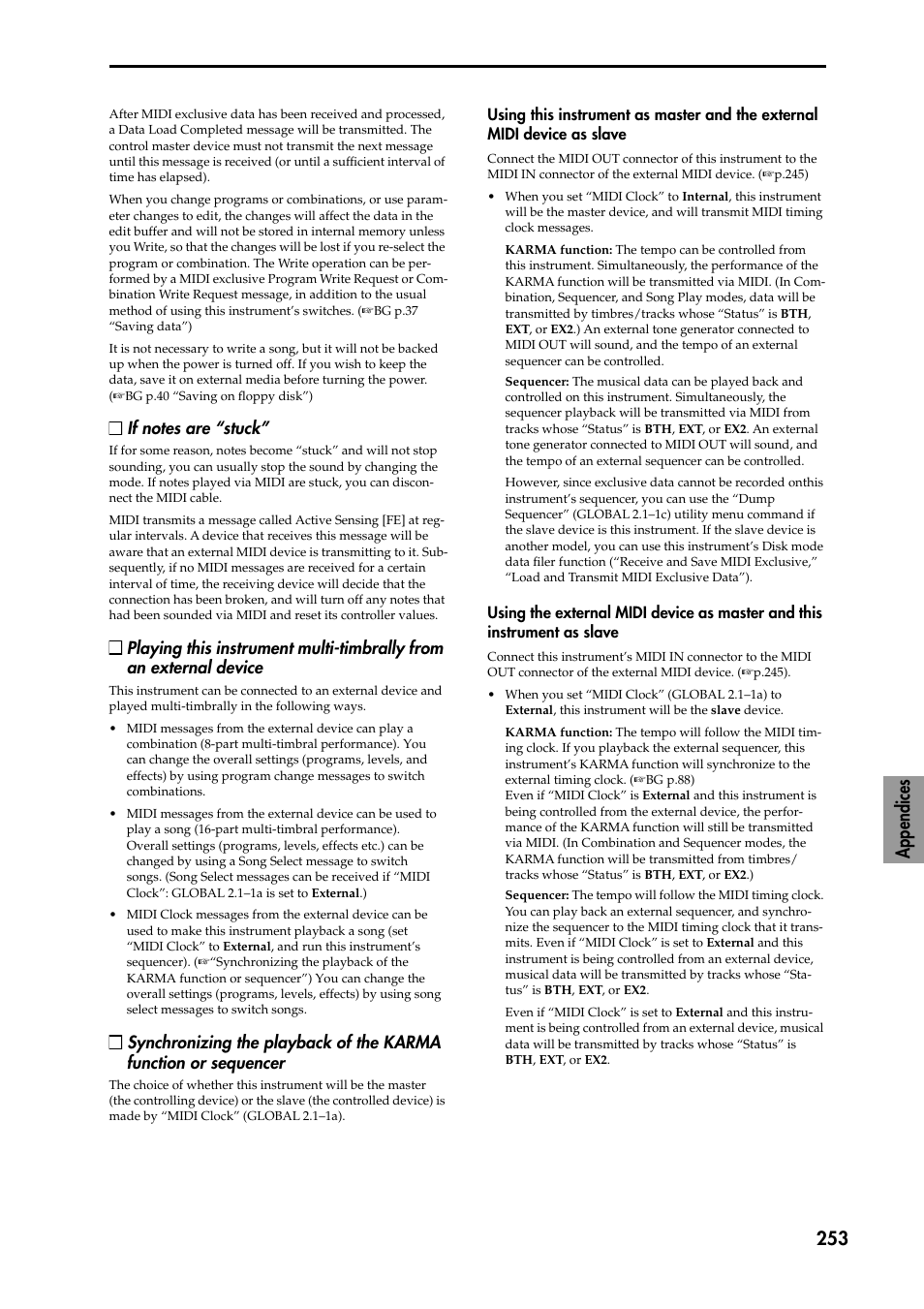 Using this instrument as master and the external m, Using the external midi device as master and this, Appendices 253 | KORG TRITON STUDIO music workstation User Manual | Page 263 / 305