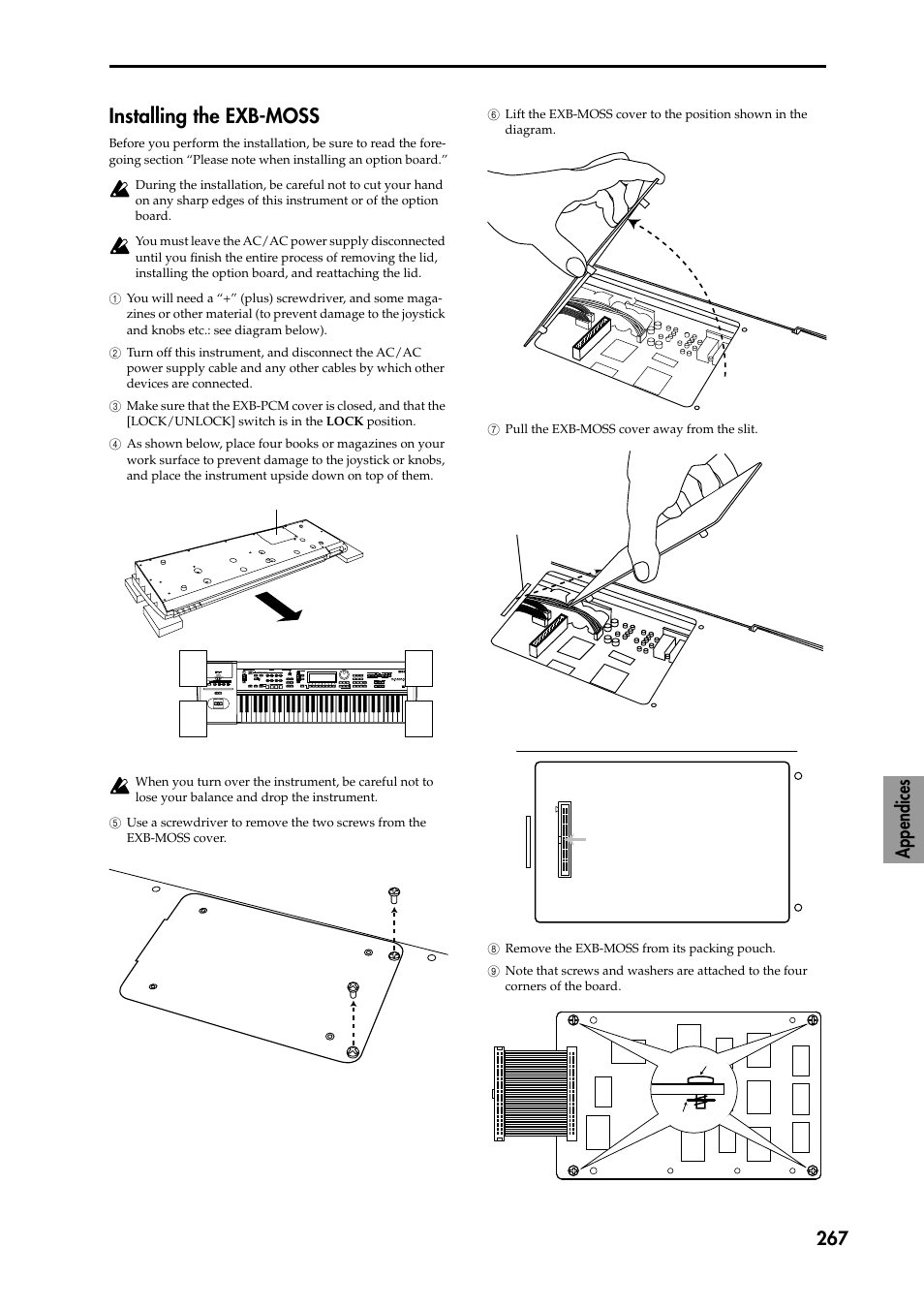 Installing the exb-moss, Appendices 267 | KORG TRITON STUDIO music workstation User Manual | Page 277 / 305