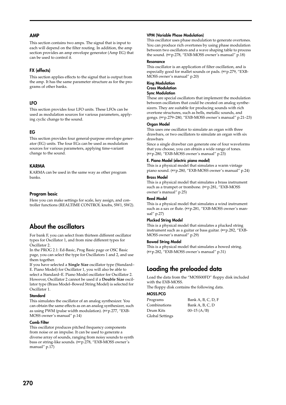 About the oscillators, Loading the preloaded data | KORG TRITON STUDIO music workstation User Manual | Page 280 / 305