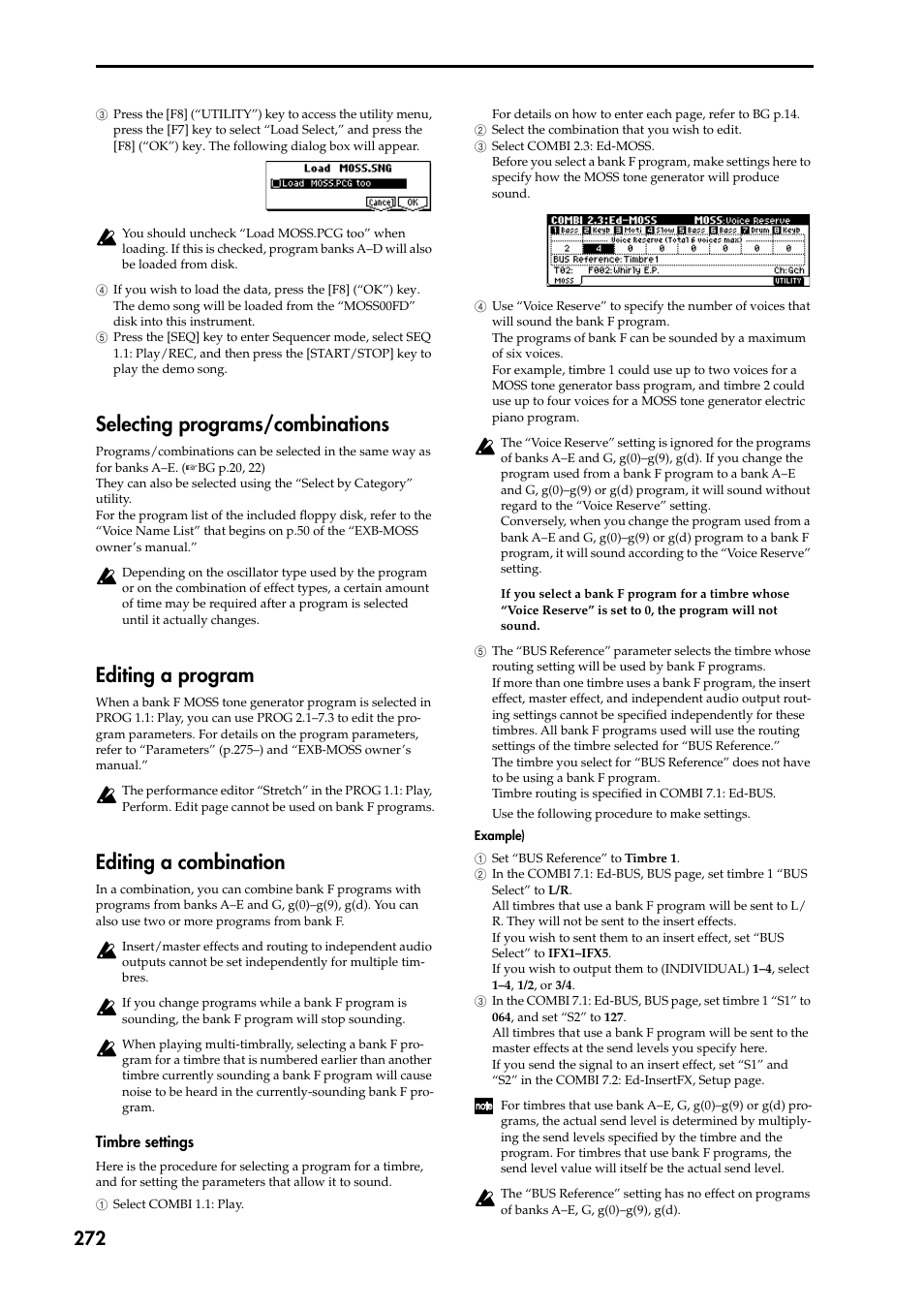 Selecting programs/combinations, Editing a program, Editing a combination | Timbre settings | KORG TRITON STUDIO music workstation User Manual | Page 282 / 305