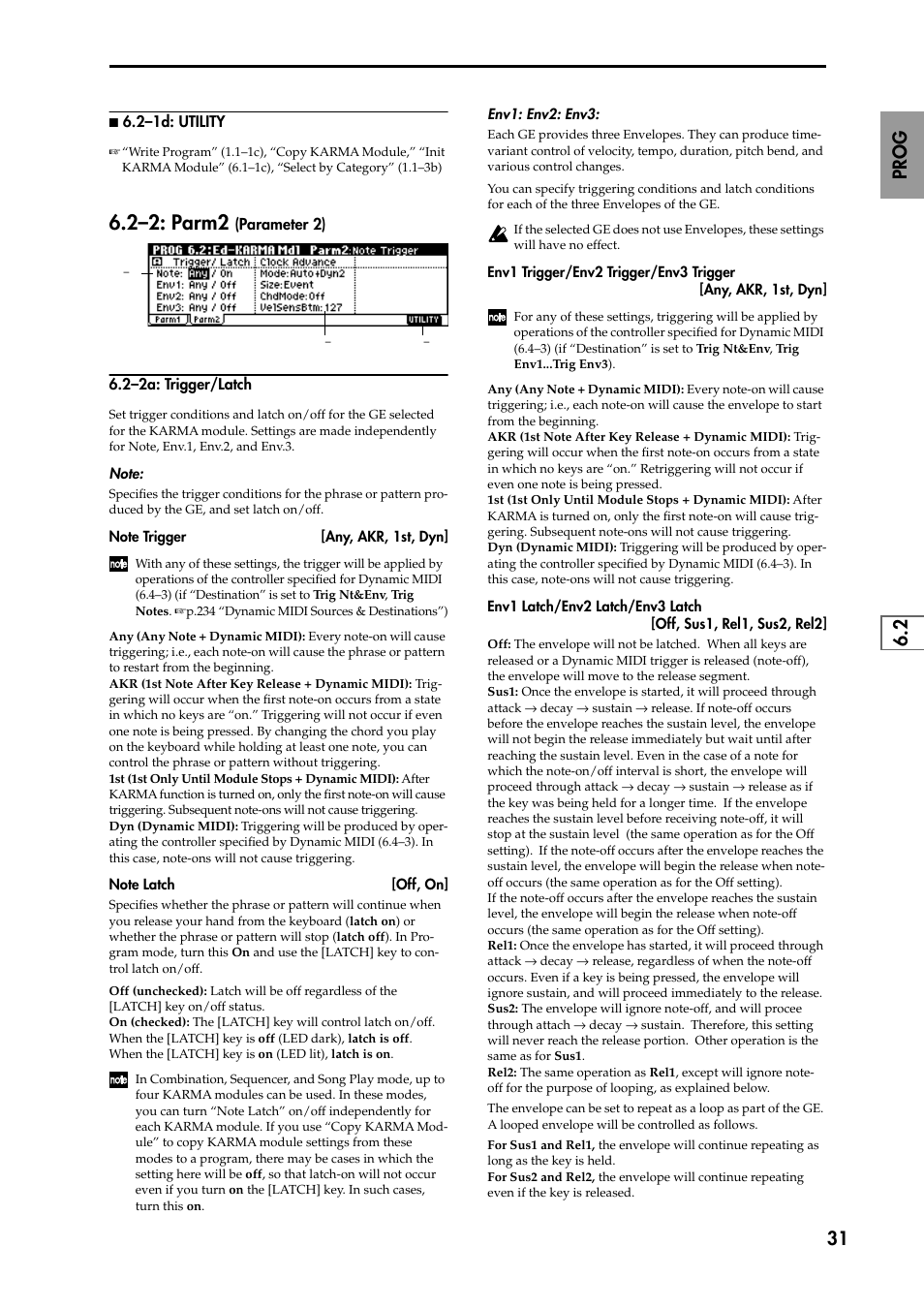 N 6.2–1d: utility, 2–2a: trigger/latch, 2–2: parm2 (parameter 2) | 2–2: parm2 | KORG TRITON STUDIO music workstation User Manual | Page 41 / 305