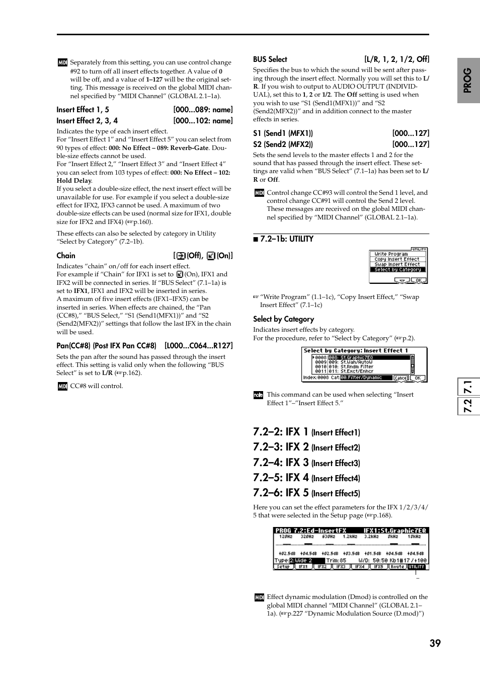 N 7.2–1b: utility, 2–2: ifx 1 (insert effect1), 2–3: ifx 2 (insert effect2) | 2–4: ifx 3 (insert effect3), 2–5: ifx 4 (insert effect4), 2–6: ifx 5 (insert effect5), 2–2: ifx 1, 2–3: ifx 2, 2–4: ifx 3, 2–5: ifx 4 | KORG TRITON STUDIO music workstation User Manual | Page 49 / 305