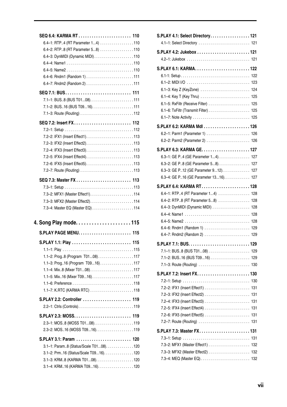 Song play mode | KORG TRITON STUDIO music workstation User Manual | Page 7 / 305