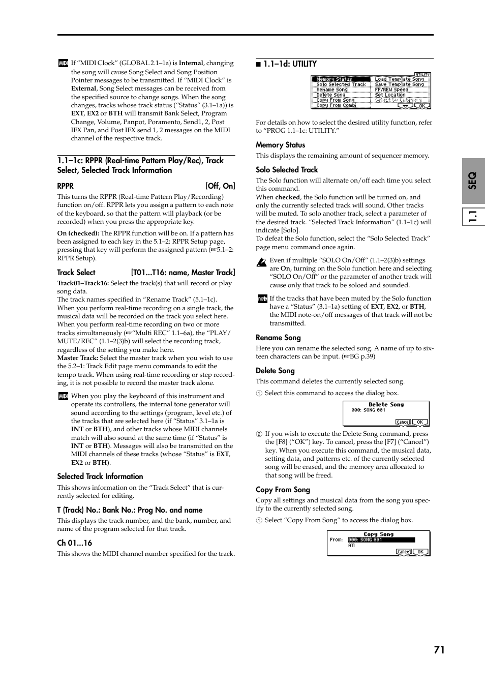 1–1c: rppr (real-time pattern play/rec), track s | KORG TRITON STUDIO music workstation User Manual | Page 81 / 305