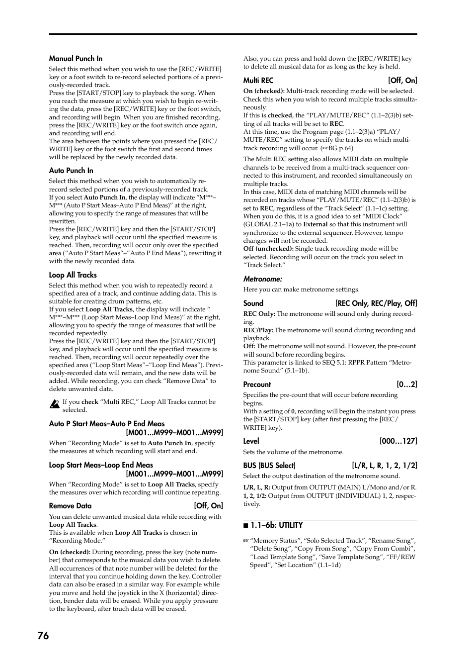 N 1.1–6b: utility | KORG TRITON STUDIO music workstation User Manual | Page 86 / 305