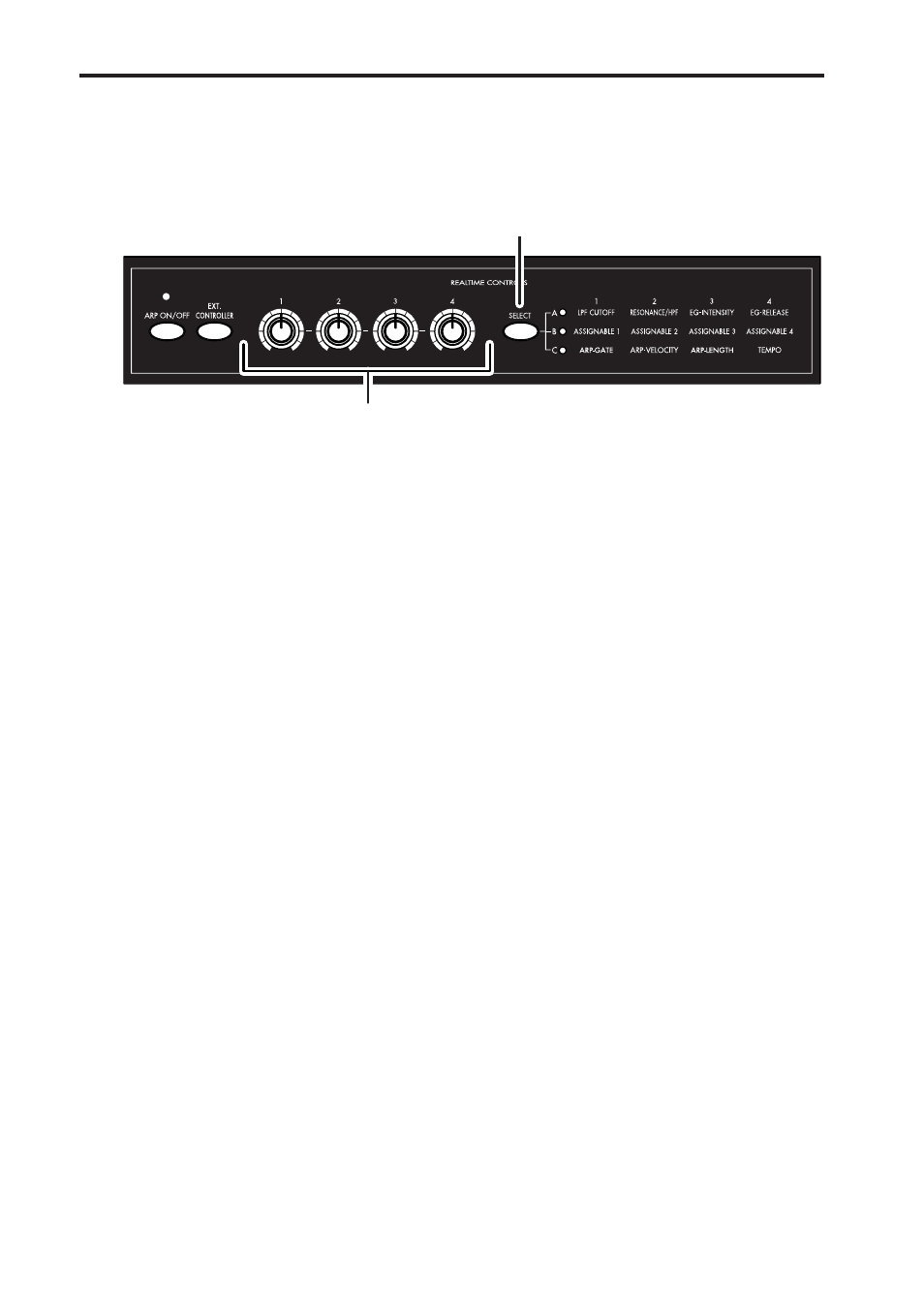 Realtime controls [1], [2], [3], [4], [select | KORG microX User Manual | Page 12 / 134