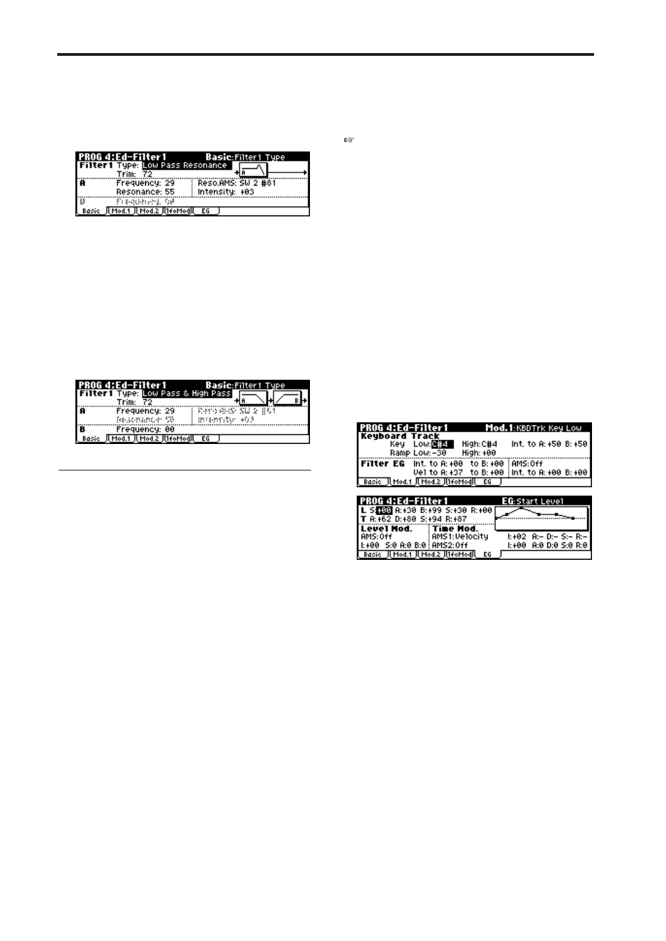 2, lfo mod, Modulating the filters | KORG microX User Manual | Page 60 / 134