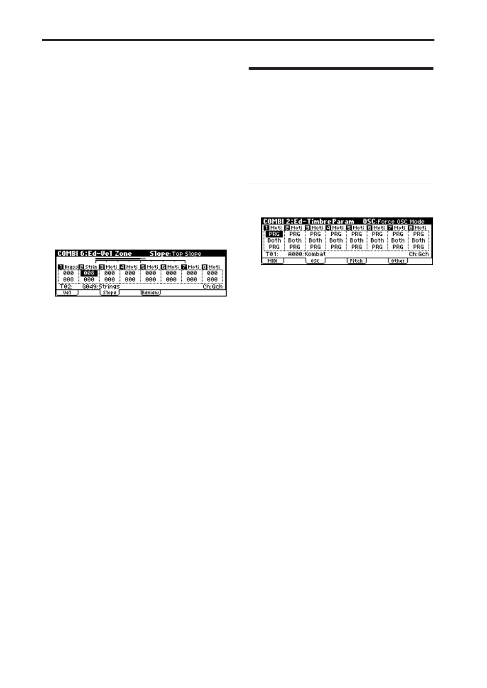 Altering programs to fit within a combination, Specifying how the timbre will sound | KORG microX User Manual | Page 72 / 134