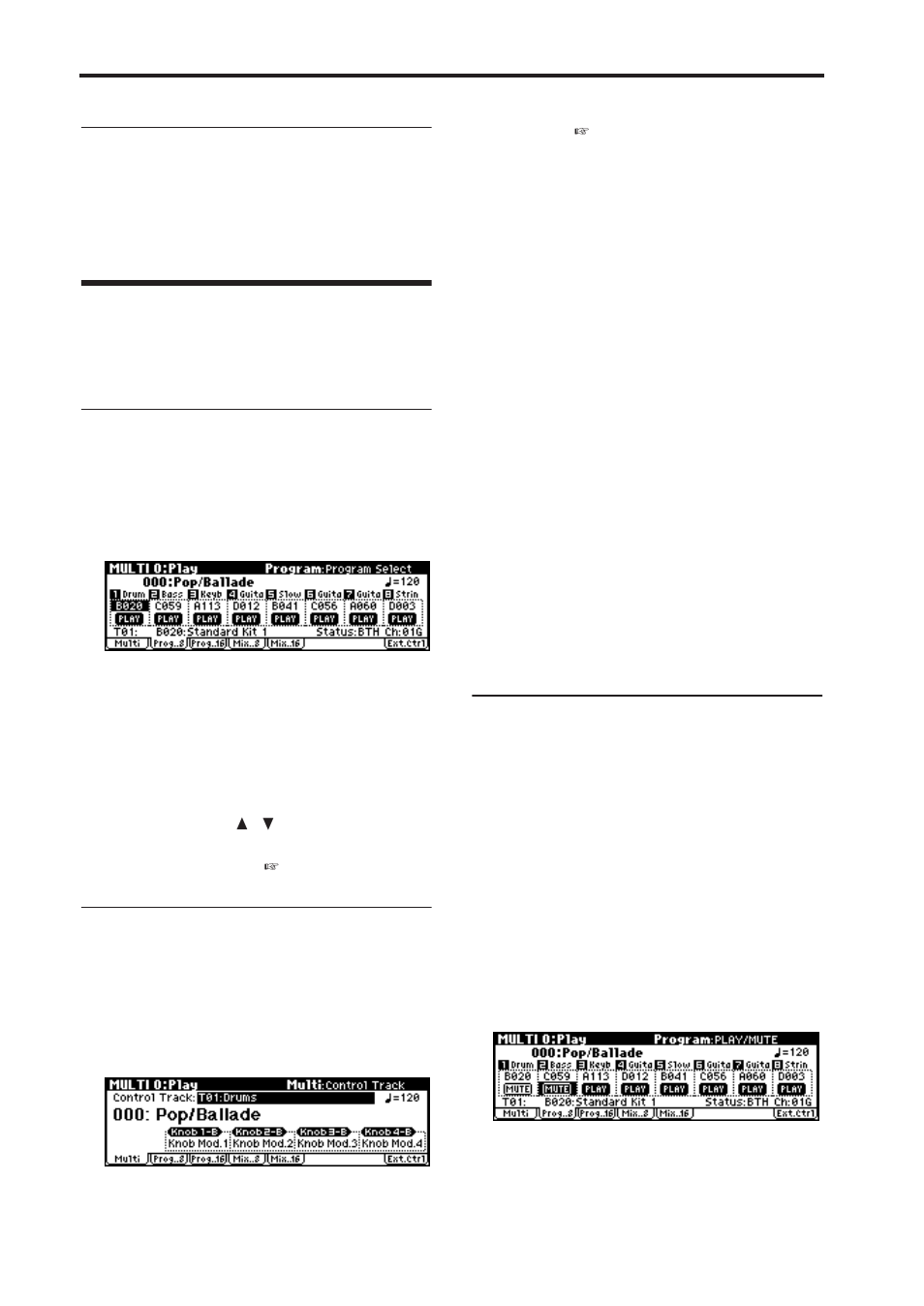 70 other ways to select a multi set, Selecting a track program from the microx, Checking the sound of a track | Silencing a specific track (mute) | KORG microX User Manual | Page 76 / 134