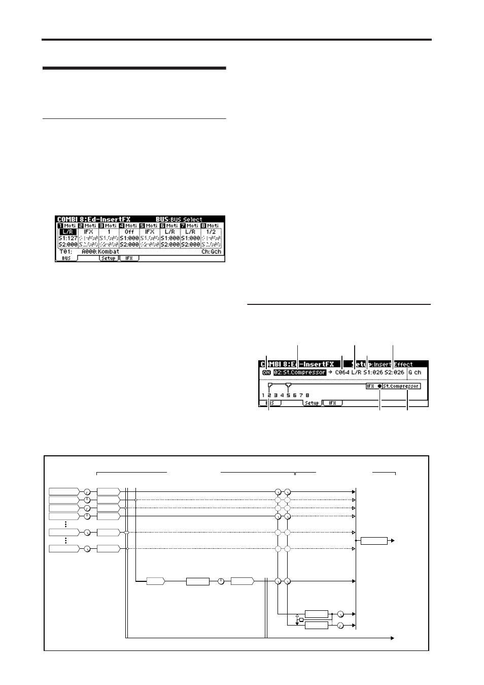 Effect settings in combination, and multi, Puts, or to any of the individual outputs, P.84) | Effect settings in combina- tion, and multi, Routing, Effects settings | KORG microX User Manual | Page 90 / 134