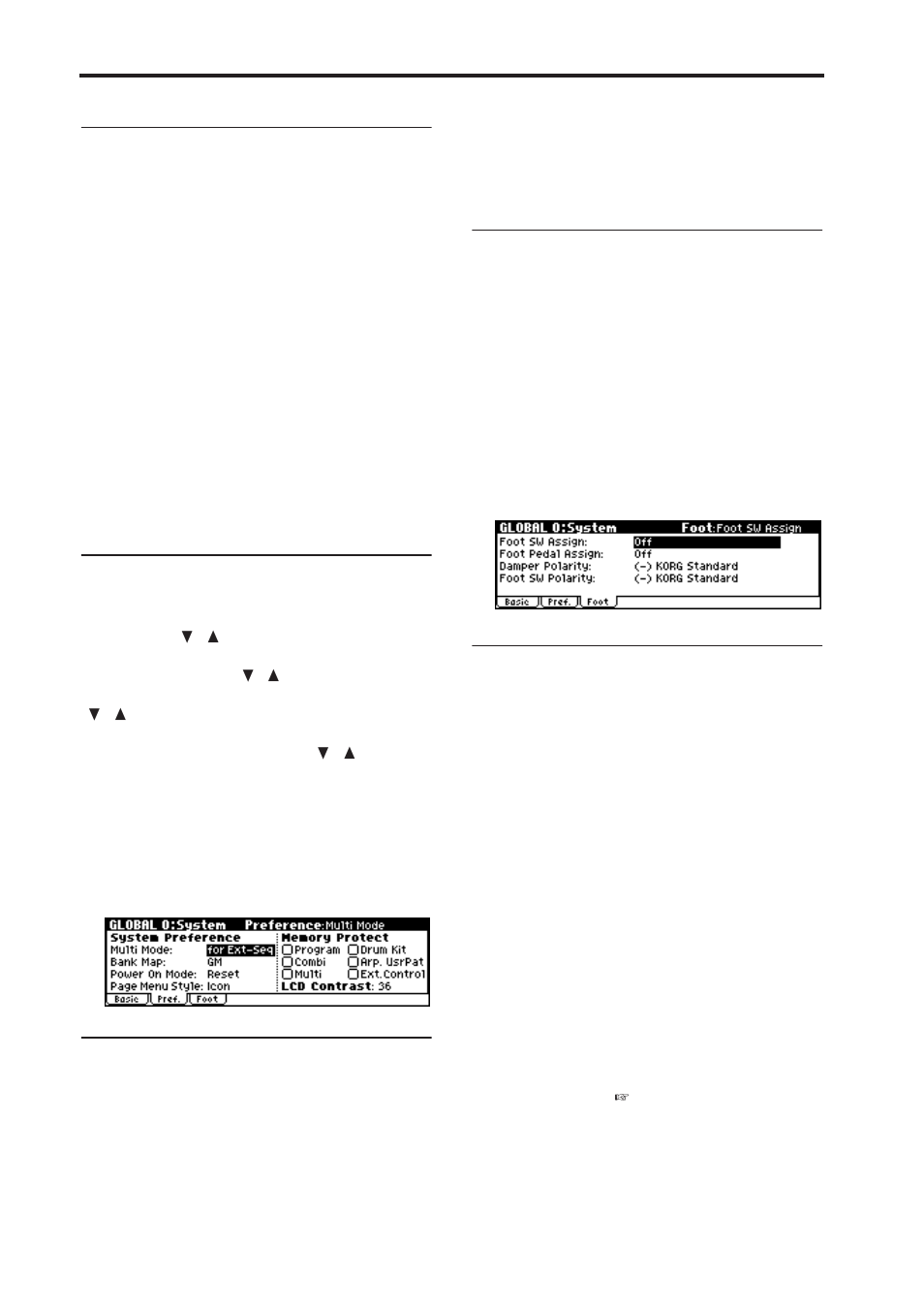 P.88), Ogram” setting, Otect “combination” setting | Otect “multi” setting, Preference page, Foot page, Octave | KORG microX User Manual | Page 94 / 134