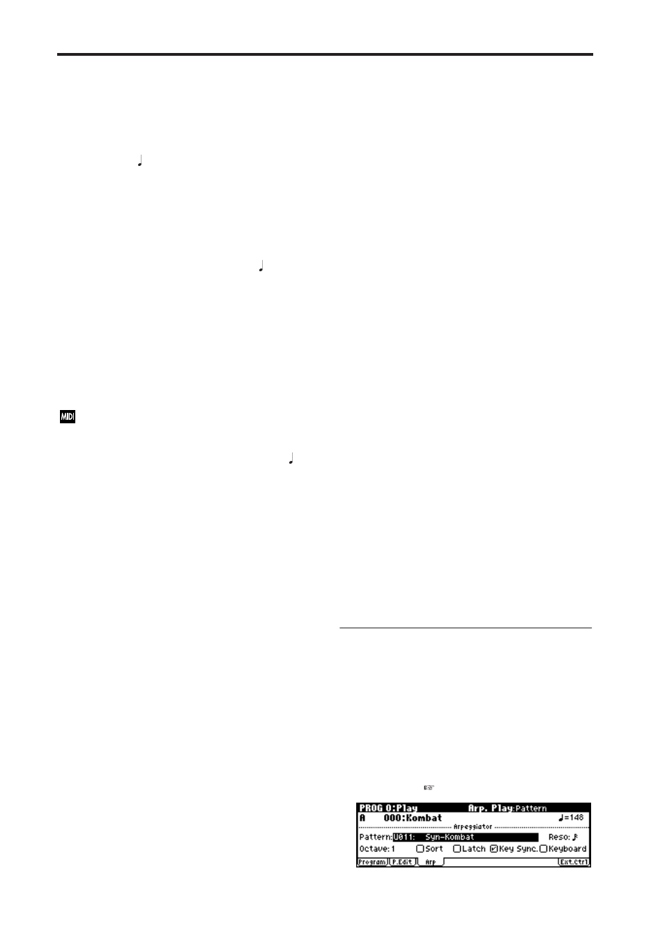 Settings that appear in the display, P.92) | KORG microX User Manual | Page 98 / 134
