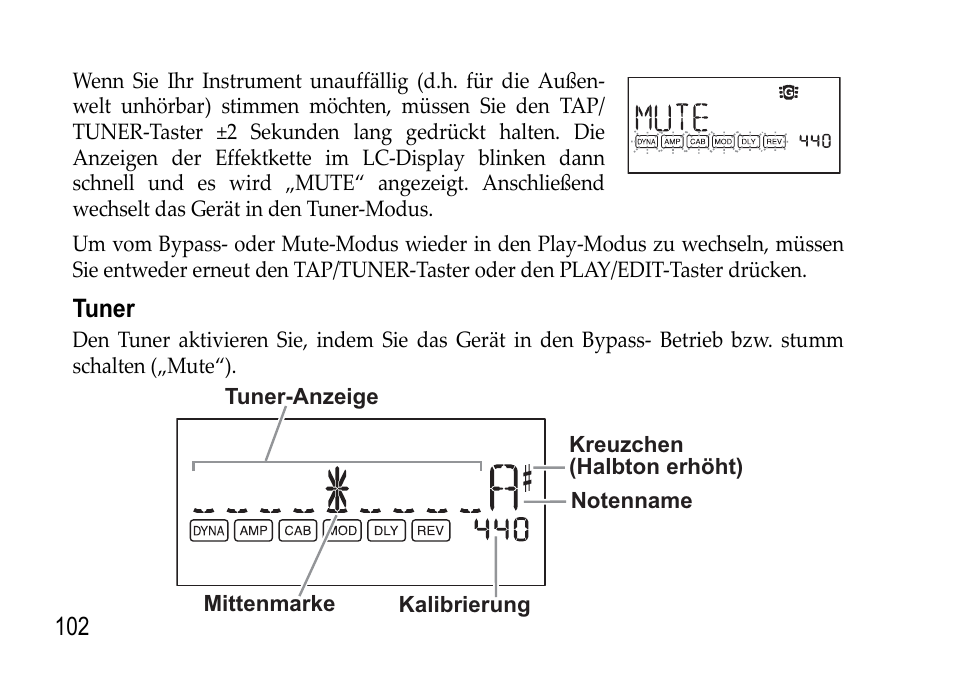 Tuner, Siehe s. 102) | KORG EFGS 1 User Manual | Page 102 / 176