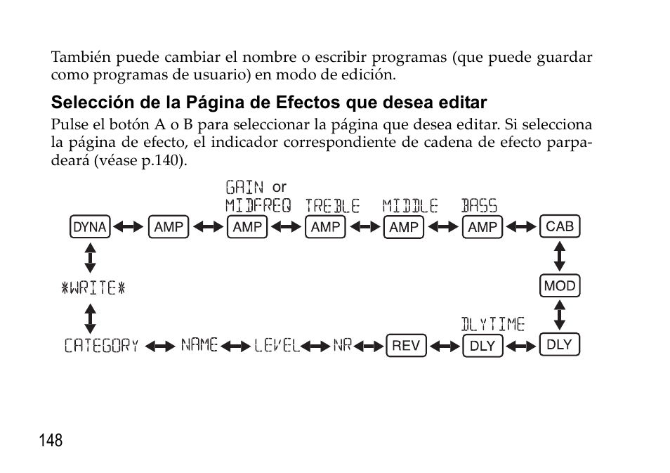 De efectos que desea editar | KORG EFGS 1 User Manual | Page 148 / 176