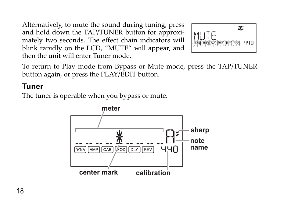 Tuner | KORG EFGS 1 User Manual | Page 18 / 176