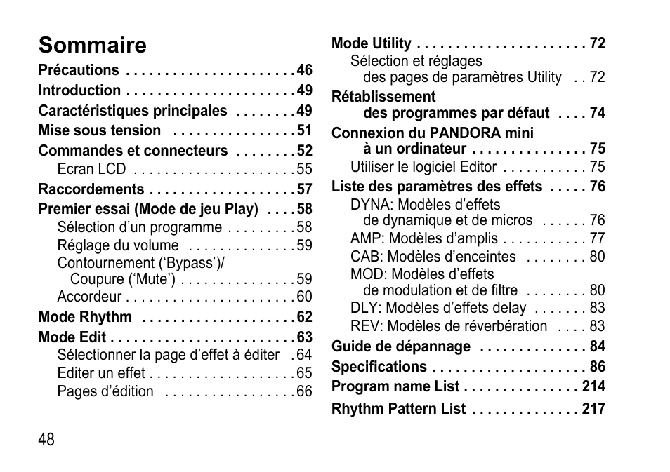 Sommaire | KORG EFGS 1 User Manual | Page 48 / 176