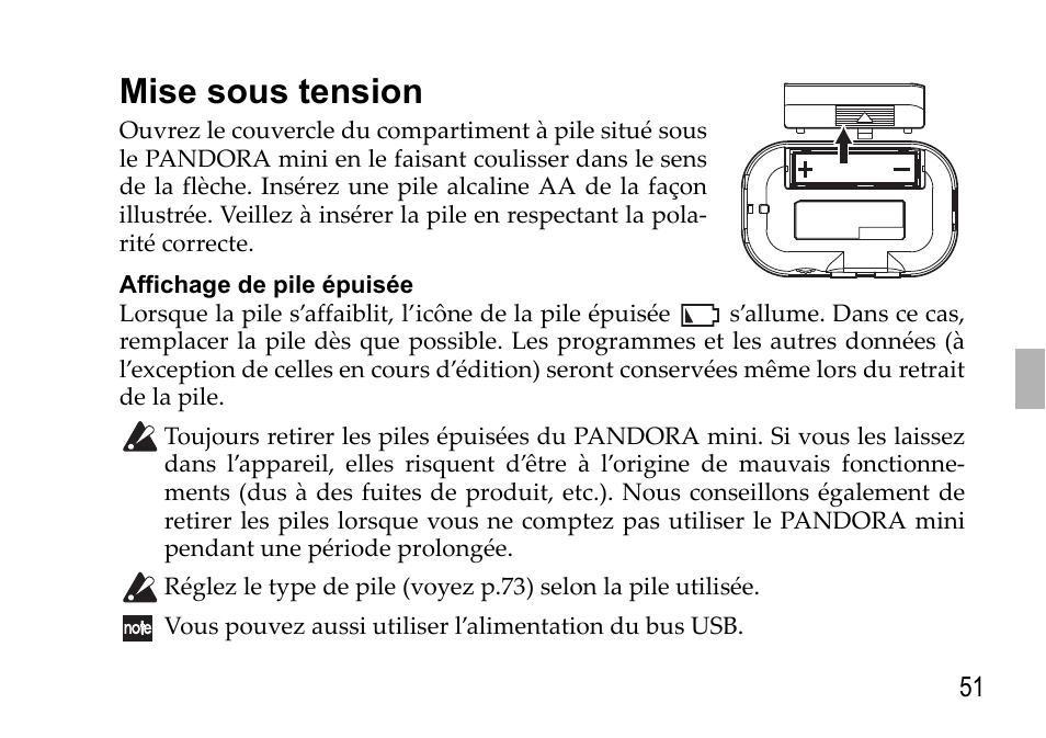 Mise sous tension | KORG EFGS 1 User Manual | Page 51 / 176