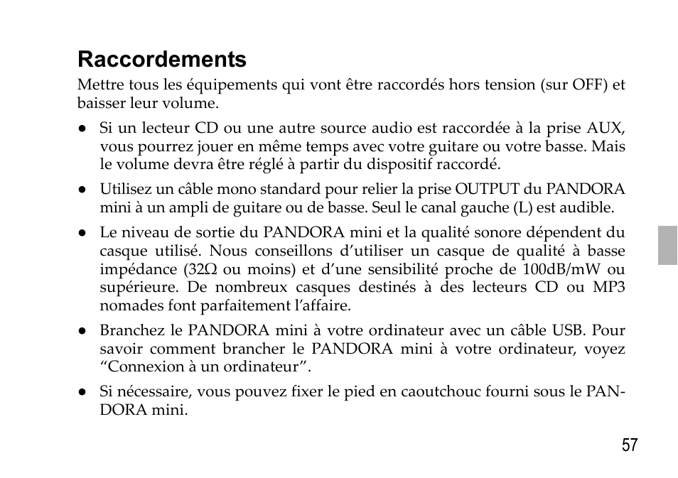 Raccordements | KORG EFGS 1 User Manual | Page 57 / 176