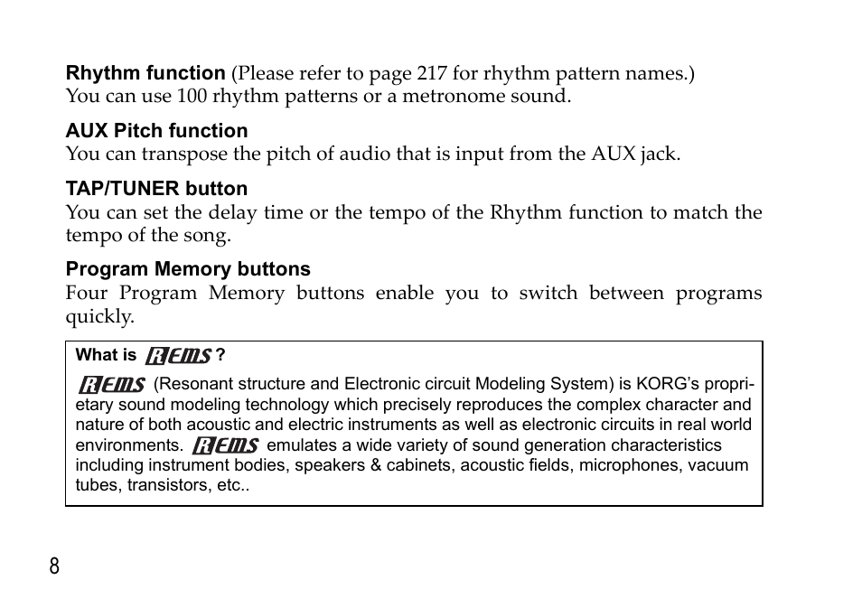 KORG EFGS 1 User Manual | Page 8 / 176