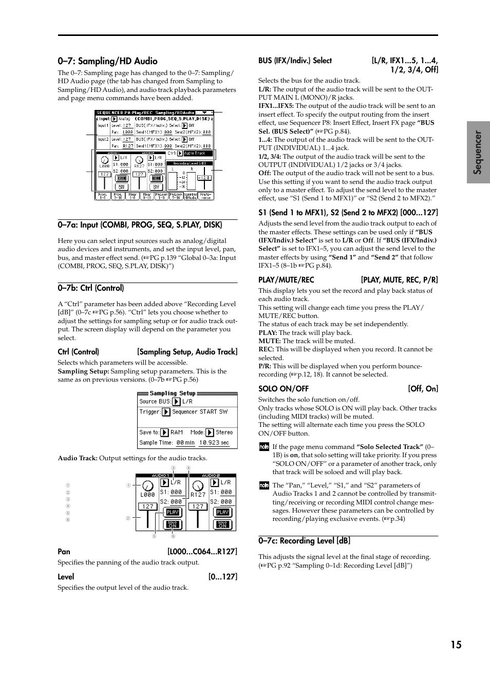 P.15 “0–7: sampling/hd, Audio”), P.15) | 15 sequencer, 0–7: sampling/hd audio | KORG TRITON STUDIO V2 User Manual | Page 20 / 77