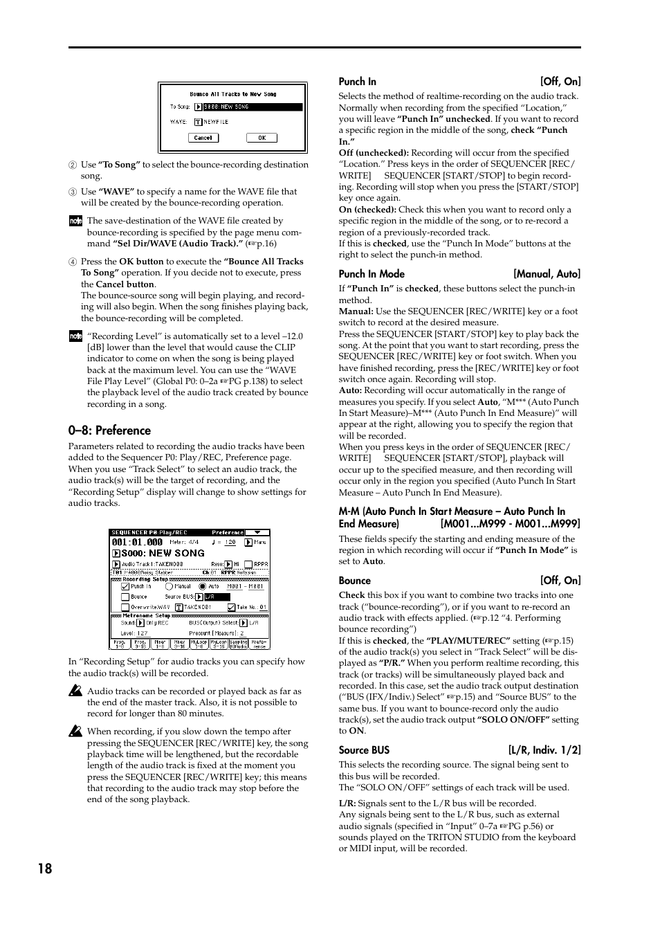 0–8: preference | KORG TRITON STUDIO V2 User Manual | Page 23 / 77